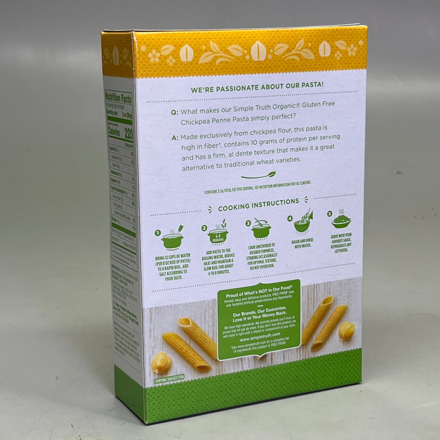 ZA@ SIMPLE TRUTH ORGANIC (6 PACK) Chickpea Penne Pasta 8 oz Yellow BB 02/26 B