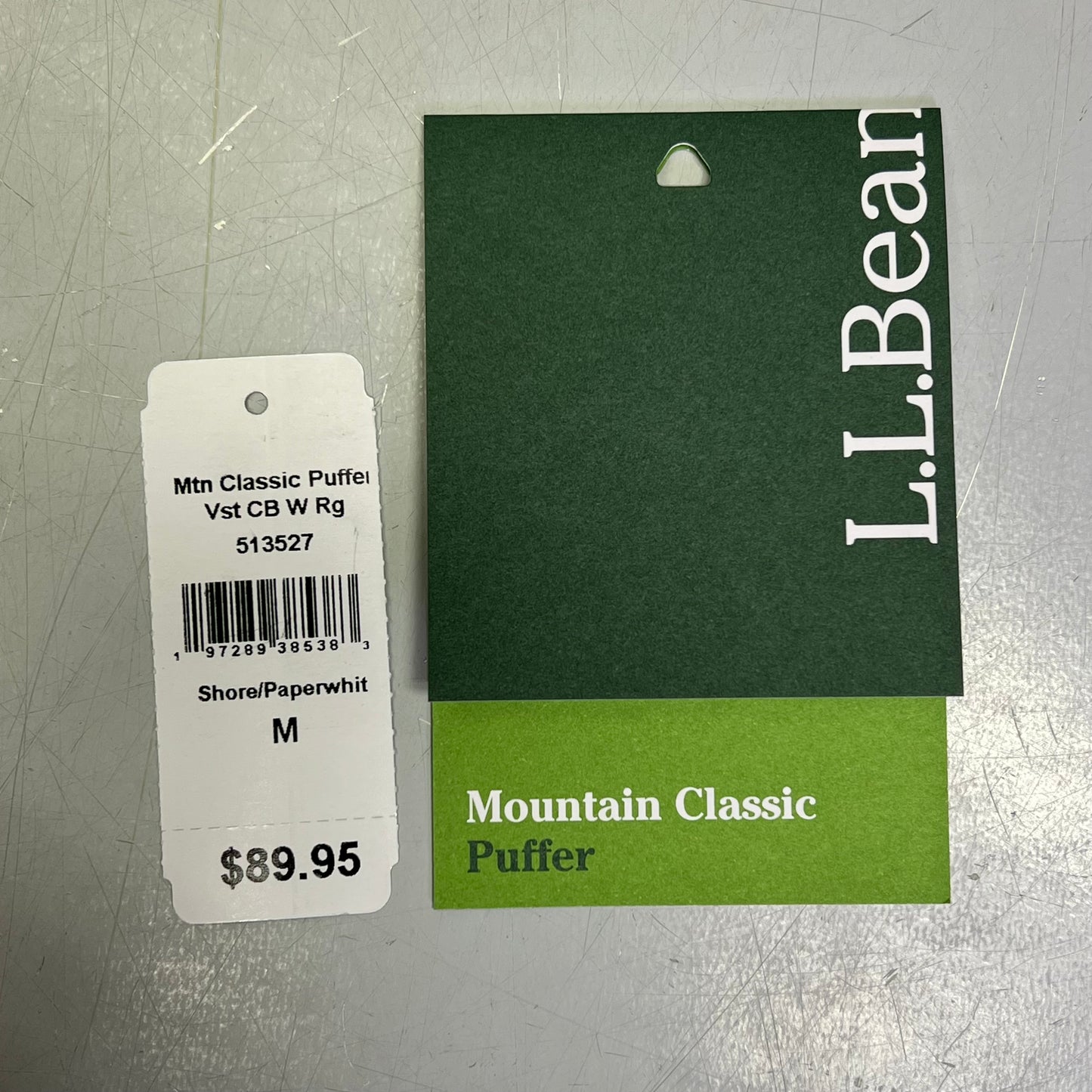 L.L. BEAN  Mountain Classic Puffer Vest Women's Sz M Reg Shore/Paperwhite 513527