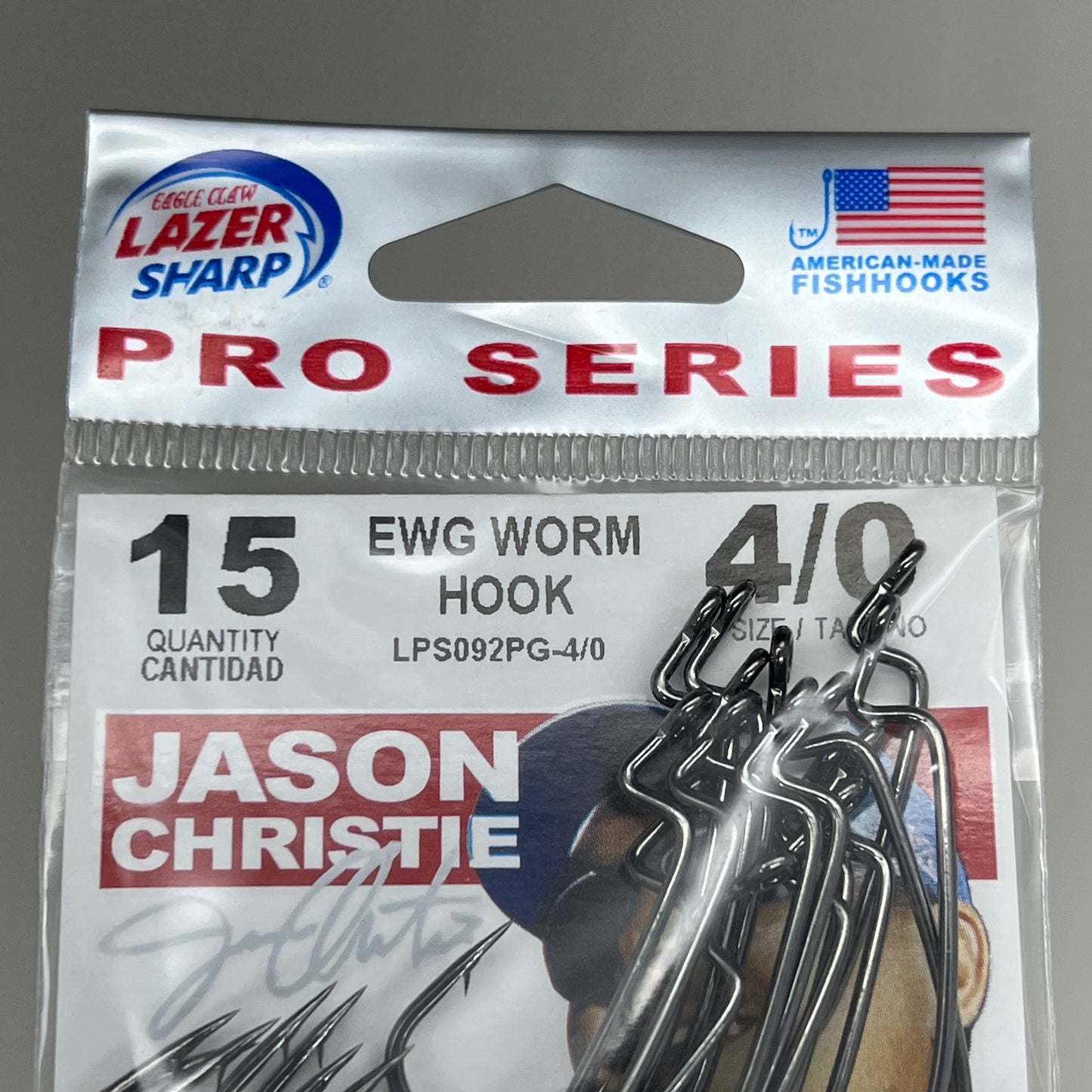 EAGLE CLAW (5 PACK) Round Bend EWG Worm Hook Platinum Blk #4/0 15pc LPS092PG-4/0