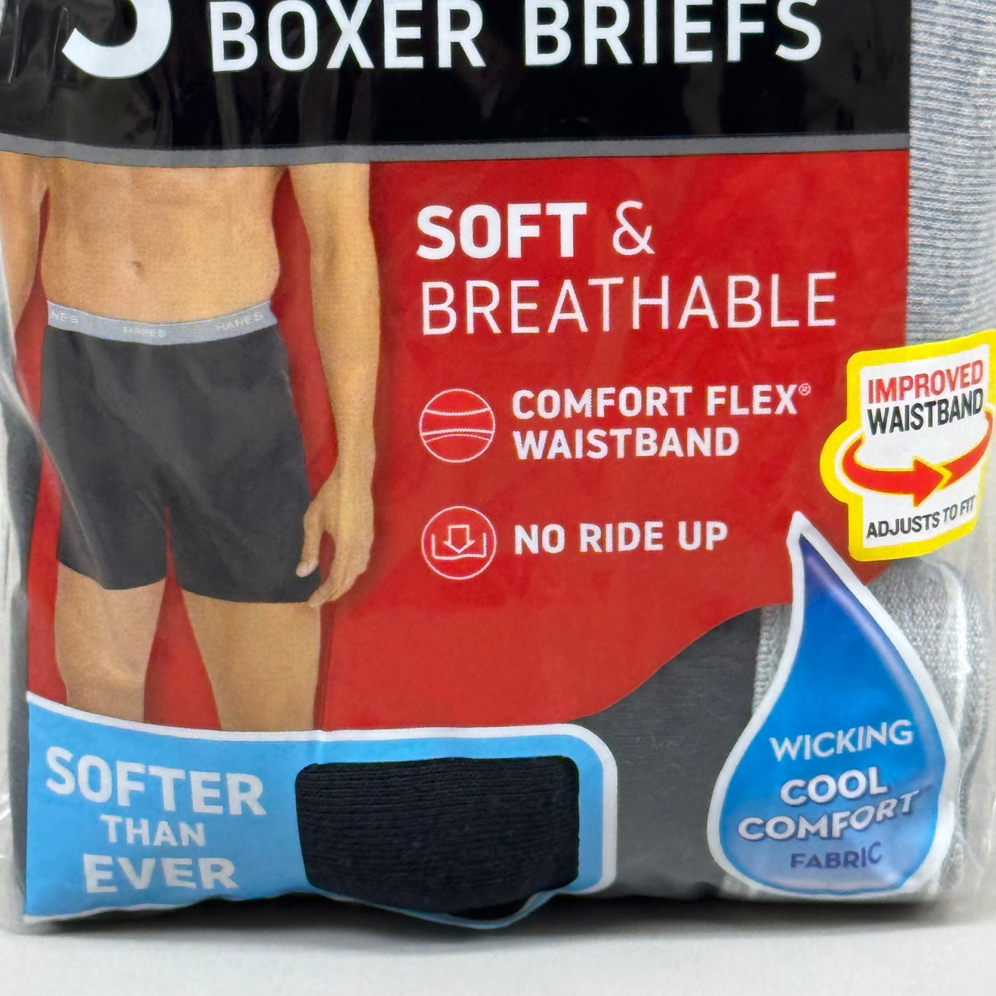 HANES (3 PACK!) Men's Cool Comfort Boxer Briefs Sz M 32-34" Black/Grey 2349A3