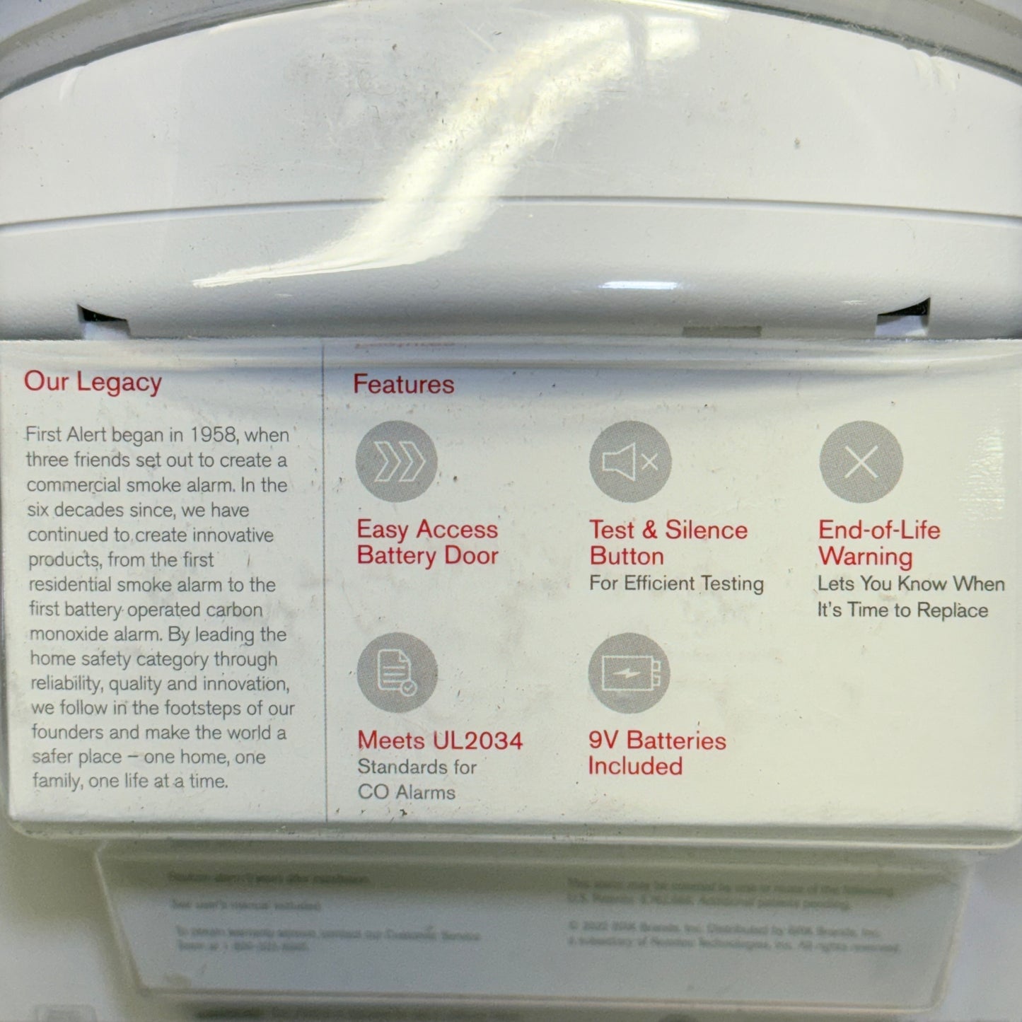 FIRST ALERT (2 PACK) Carbon Monoxide Alarm W/9V Batteries White 1039741