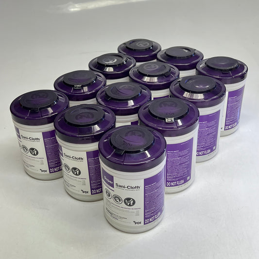 PDI (12 PACK, 160 WPES EACH) Super Sani-cloth Germicidal Wipes Sz Large BB 11/27 (A lid is Missing)