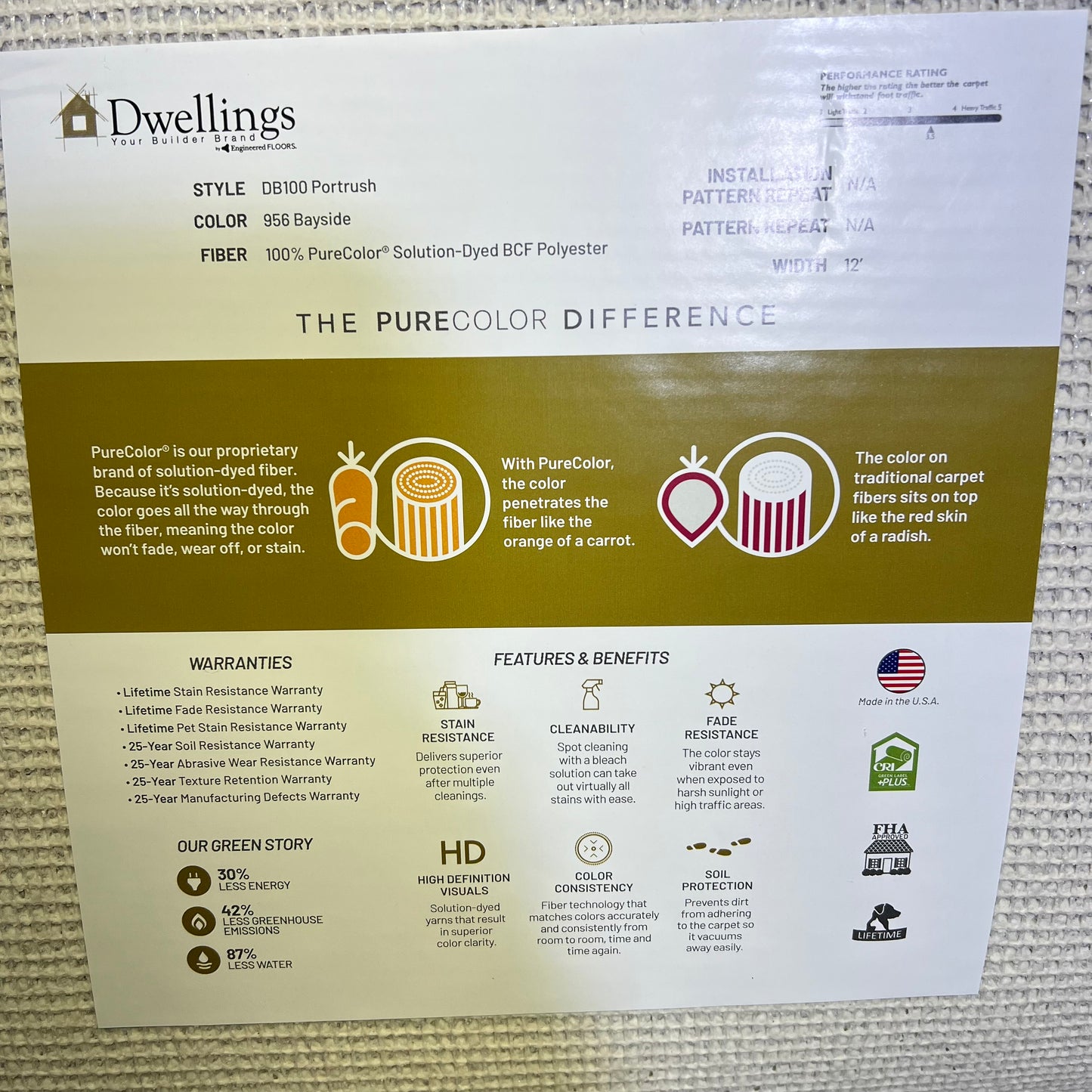 ZA@ BREWERS  (LOT OF 7) Carpet Samples W/ Carpet Sheet & Assorted Color Pallet 24"x18"