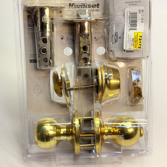 KWIKSET Keyed Entry W/ Single Cylinder Deadbolt Polo Polished Brass 96900-250
