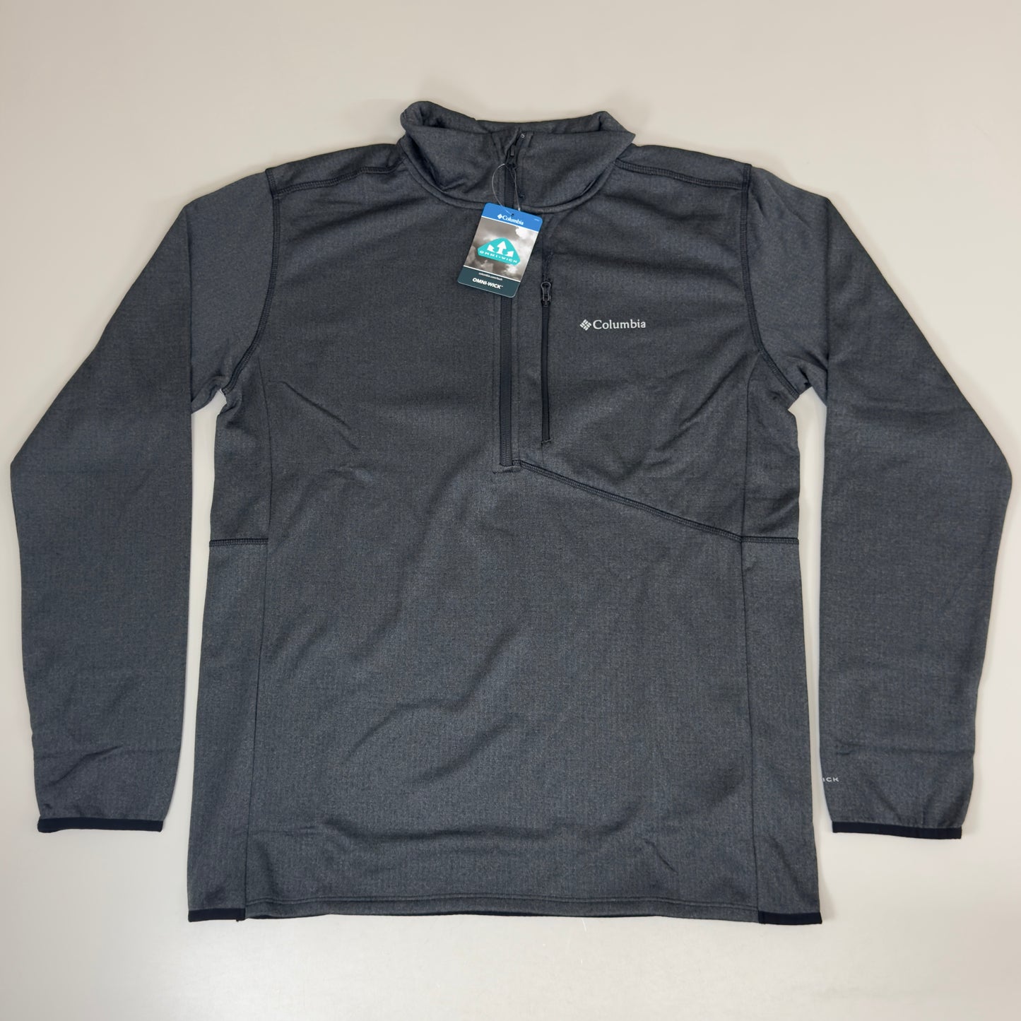 COLUMBIA Park View Fleece Half Zip Omni-Wick Men's Sz L Black Heather 1952201010