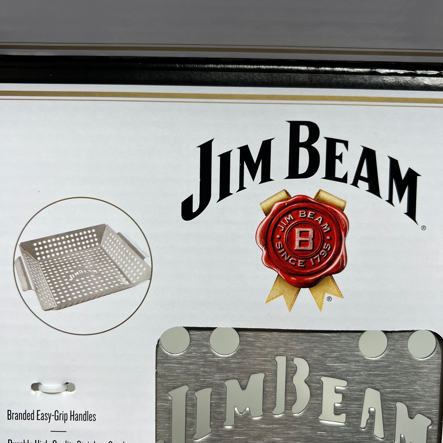 ZA@ JIM BEAM Stainless Steel Square Grilling Wok 13.5"x11"x2.5" Chrome JB0127