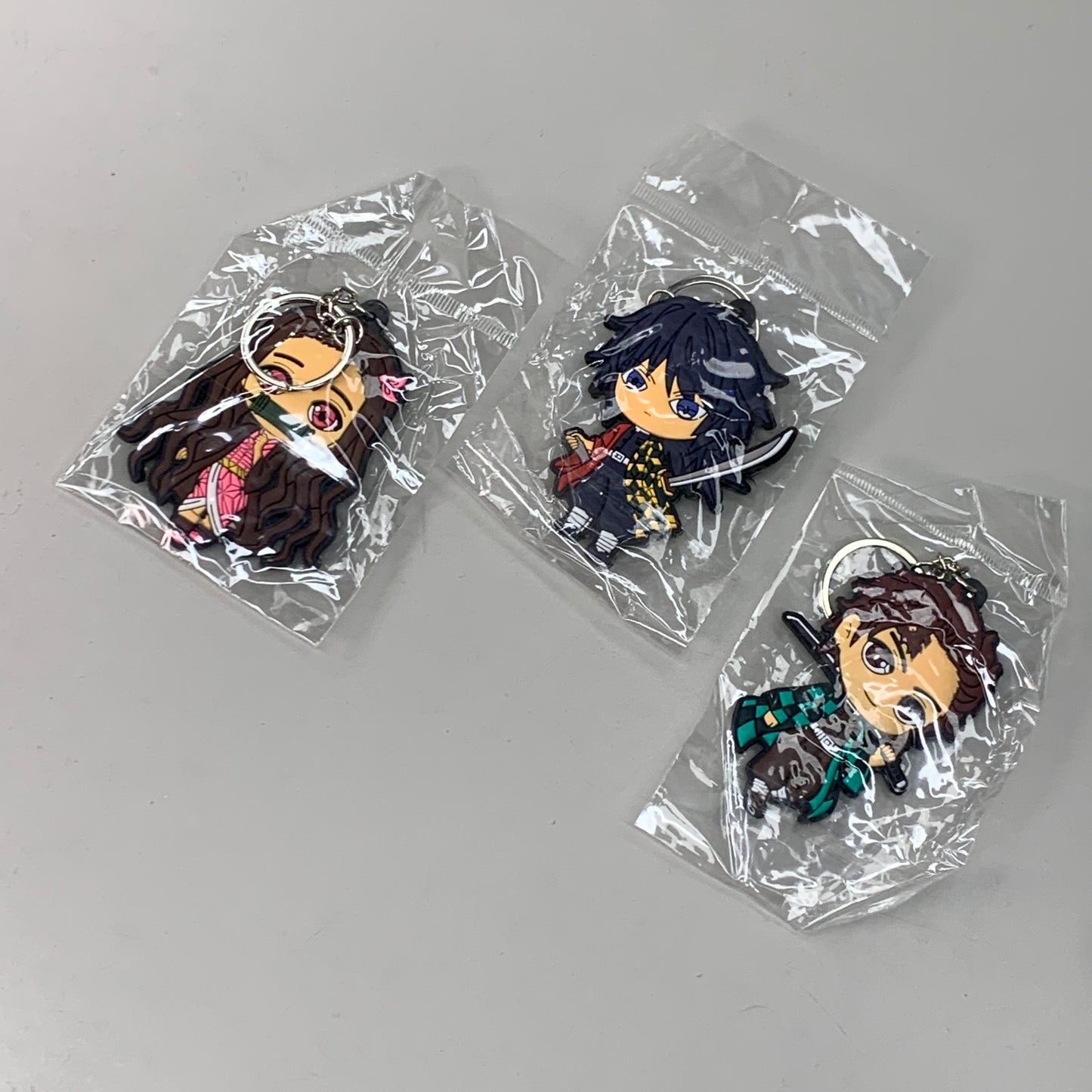 DEMON SLAYER 3-PACK! Demon Slayer Anime Keychain Tanjiro, Nezuko & Giyu (New)