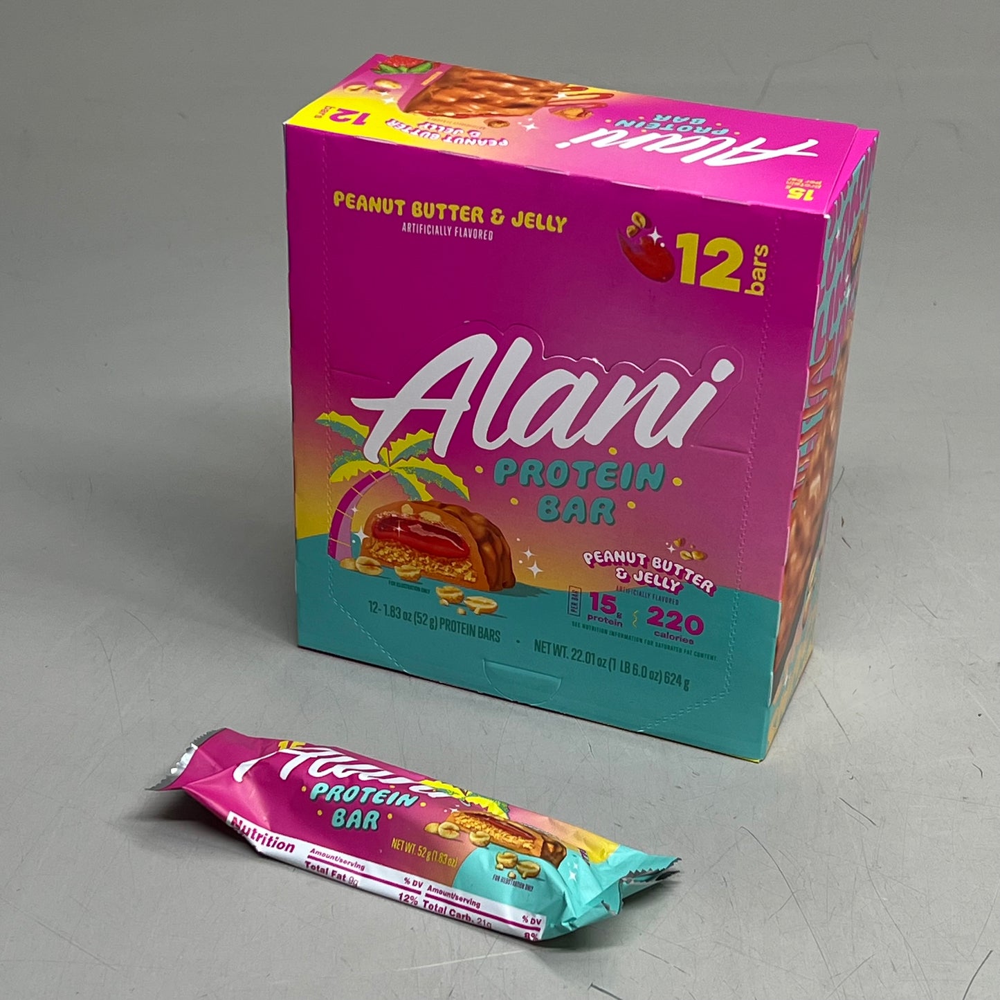ALANI (12 PACK) Soft Peanut Butter & Jelly Protein Bars Gluten Free 1.83 Oz
