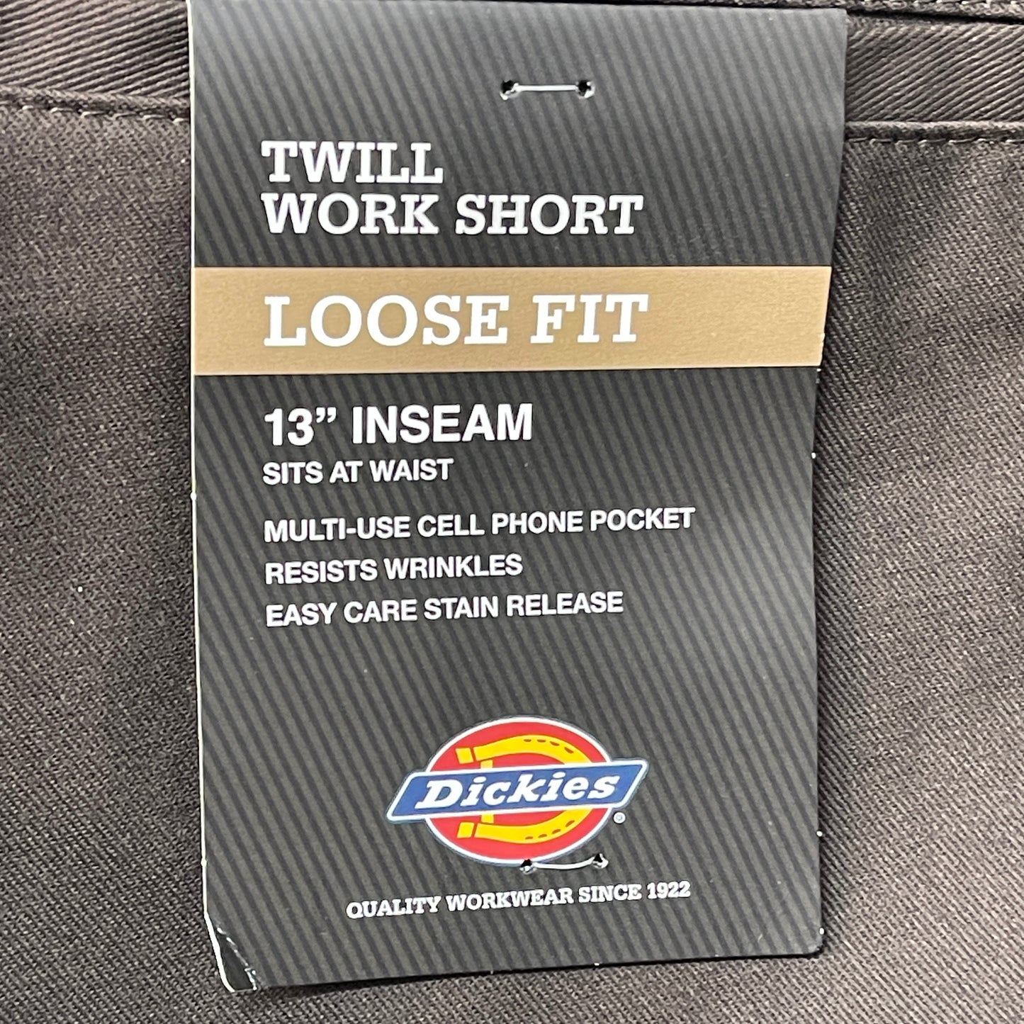 DICKIES Loose Fit Twill Work Shorts 13" Inseam Men's Sz 34 Dark Brown 42283DB