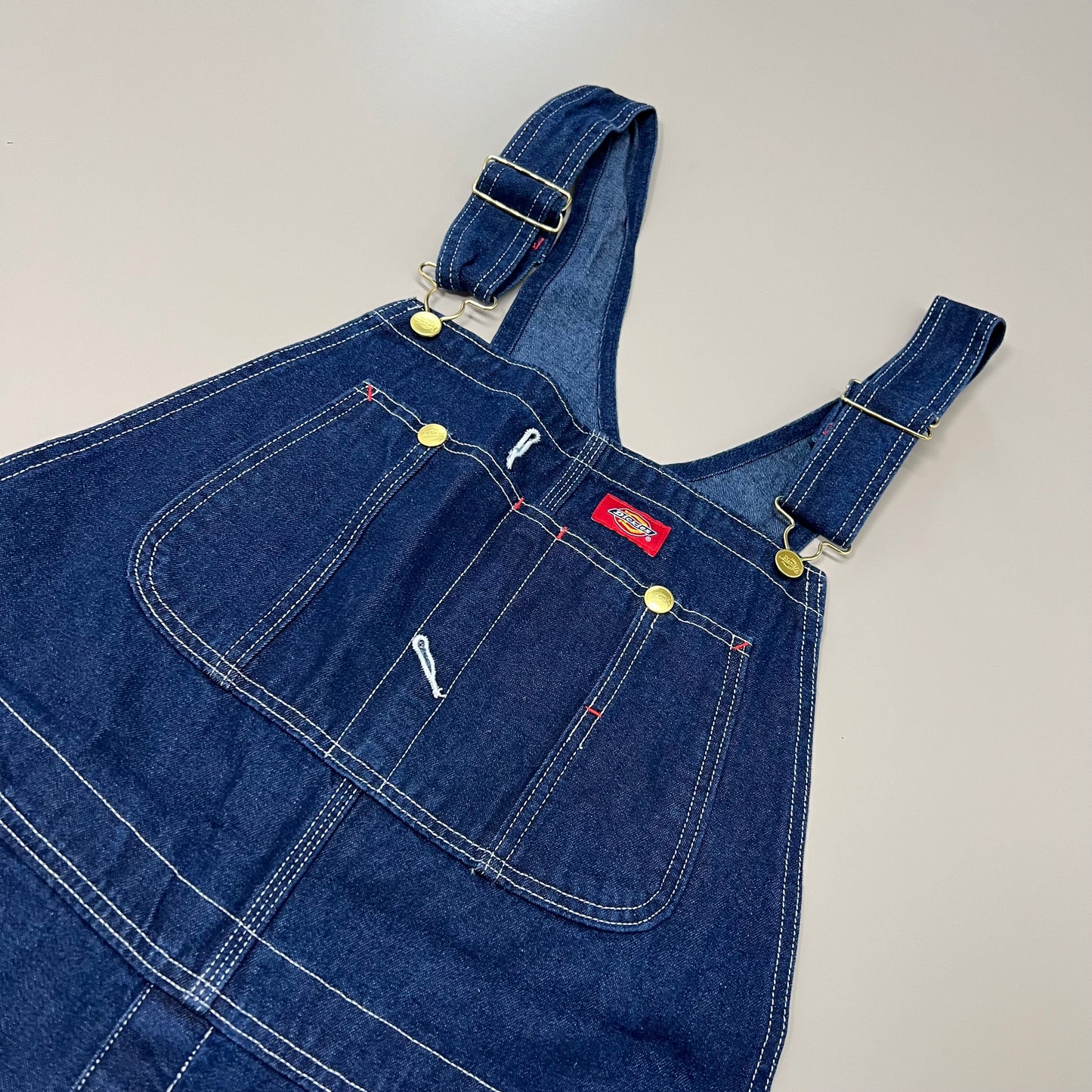 DICKIES Classic High Back Wide Leg Bib Overall Men's 36X32 Rinsed Indigo Blue