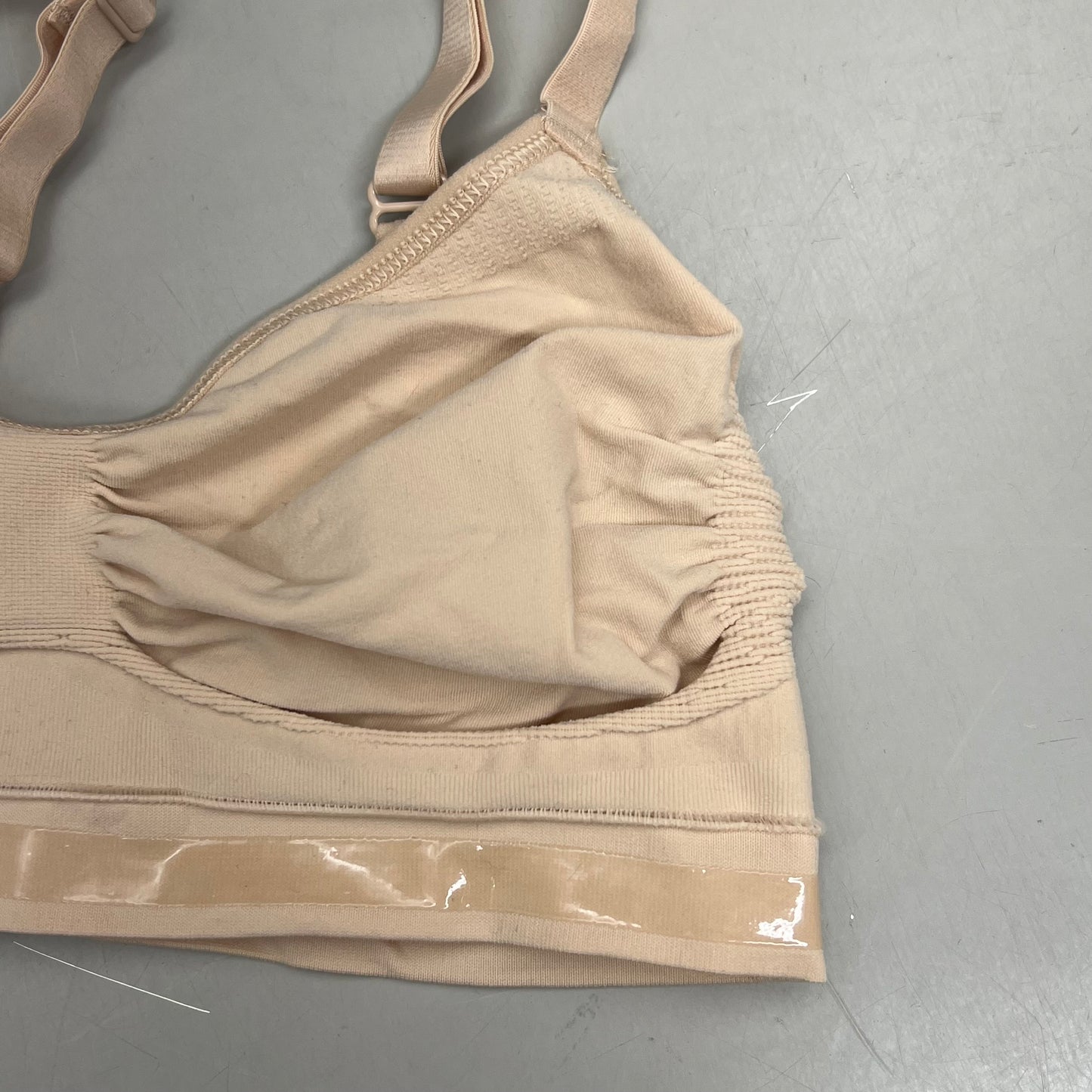 SKIMS Strong Support Seamless Sculpt Bralette Pique Stitching Women's Sz L Sand