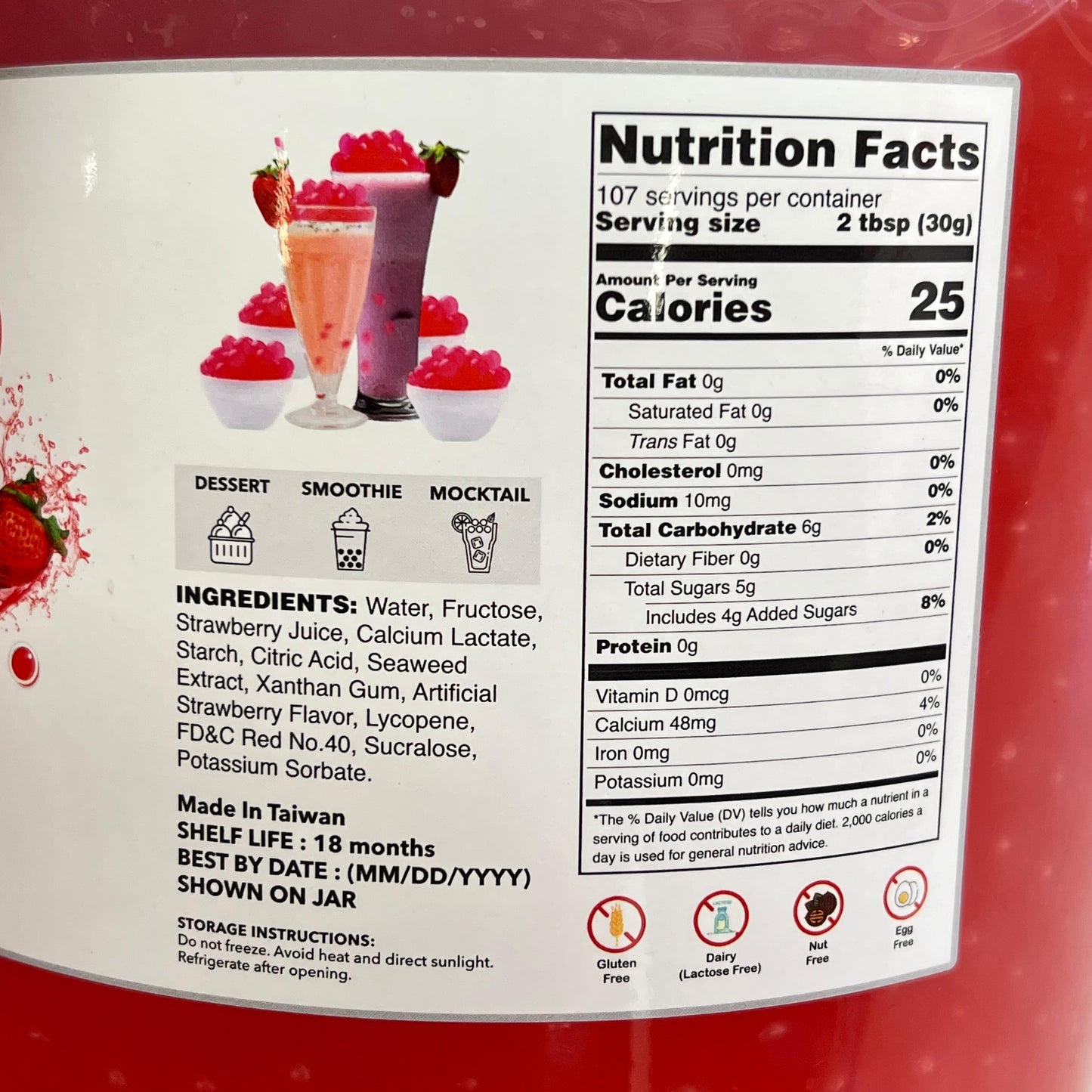 ZA@ FANALE (7 POUNDS) Popping Boba Pearls Strawberry Flavor Red BB 01/27