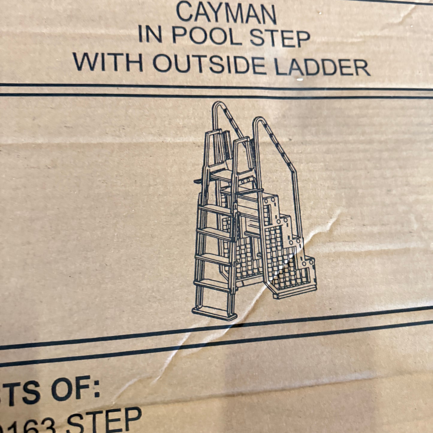 BLUE TORRENT Cayman Flip-Up Outside Above-Ground Pool Ladder AC 30473