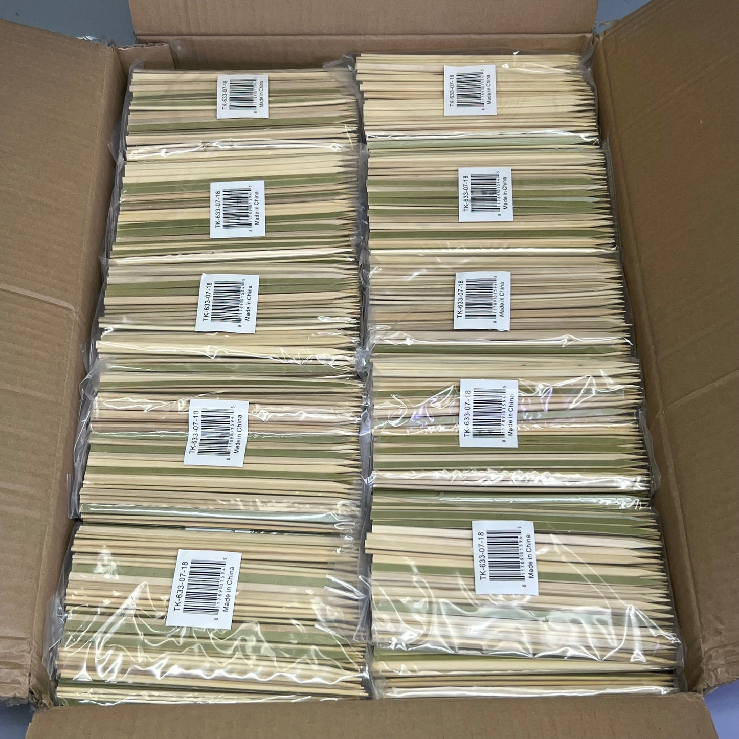 ZA@ (10000 Skewers) Width Flat Stick Bamboo Skewer Sz 7"L, TK-633-07-18 A