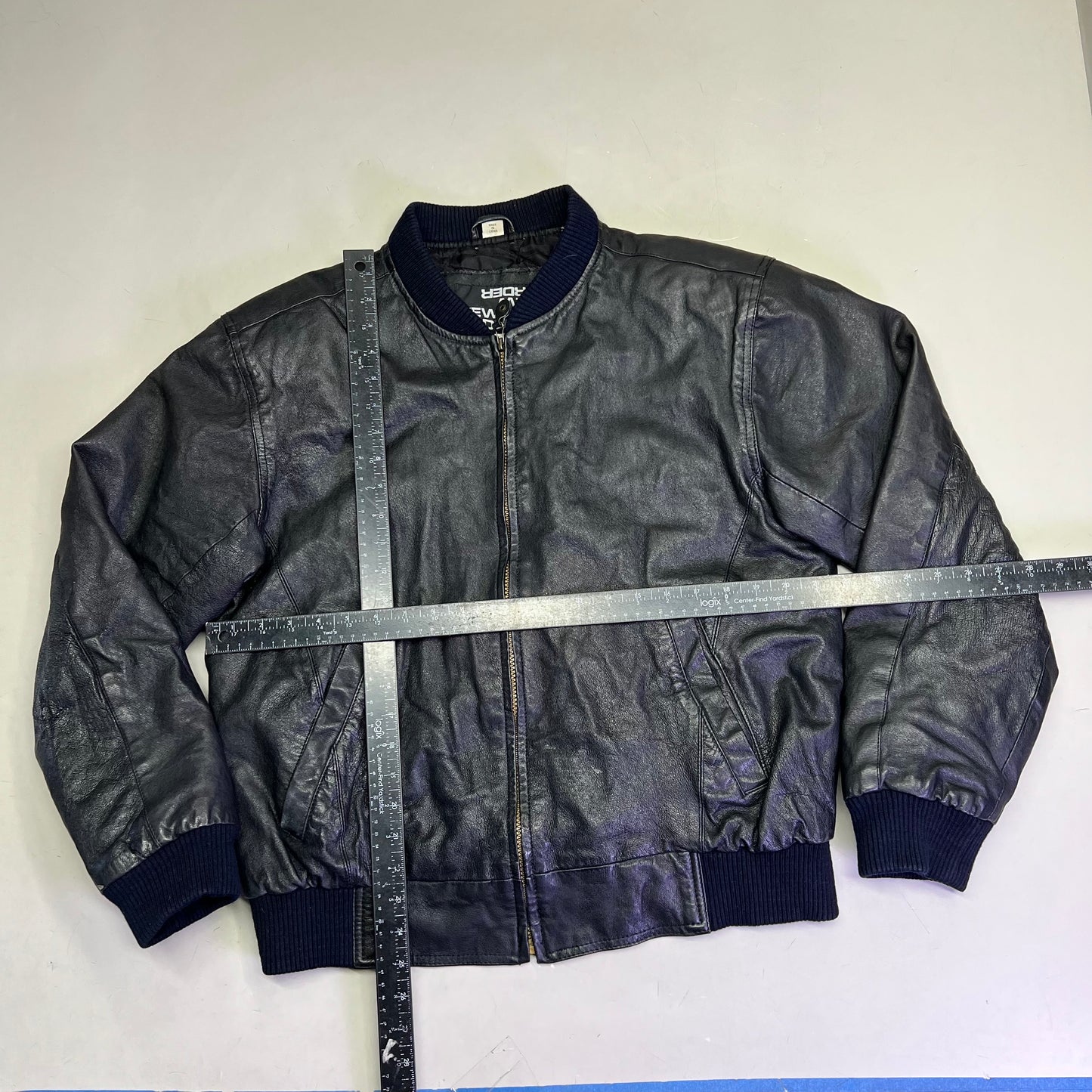 NEW ORDEDR Authentic Leather Jacket Full Zip Men's Sz L Black (Pre-Owned)