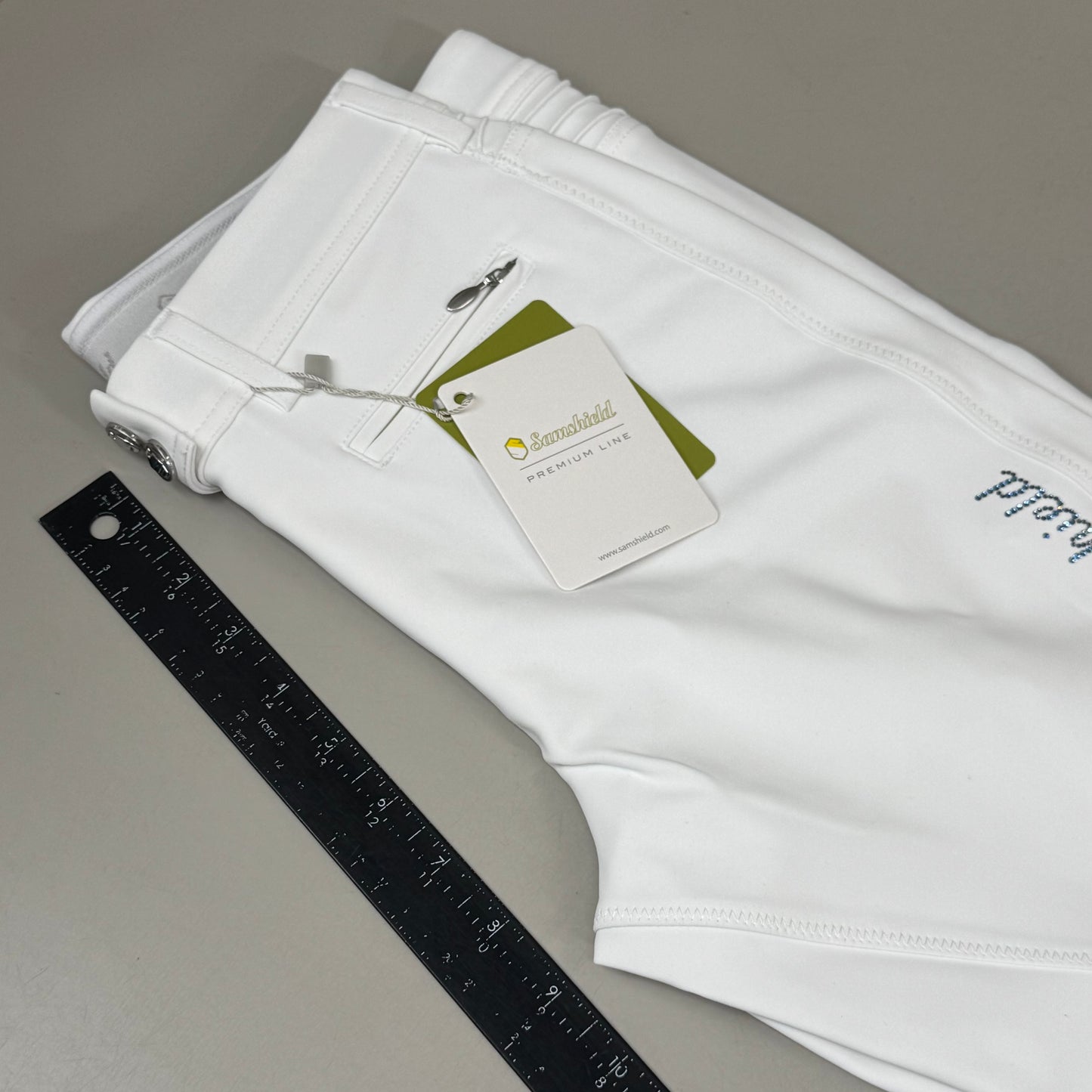 SAMSHIELD Adele Premium Equestrian Pants Women's Sz US 26, UK 8, FR 36 White Cosmic Nights