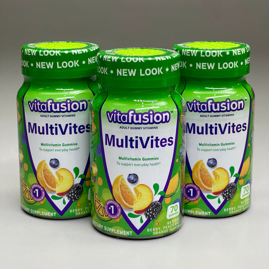 ZA@ VITAFUSION 3-PACK! MultiVites Multivitamin Gummies for Everyday Health 70 Gummies BB 03/24