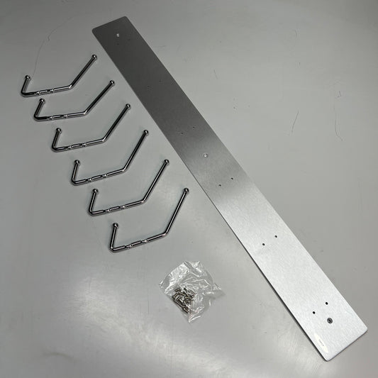 SAFCO Satin Metal Six-Peg Coat Hook Wall Mount Rack 6 Pegs 36" L  Silver 4162