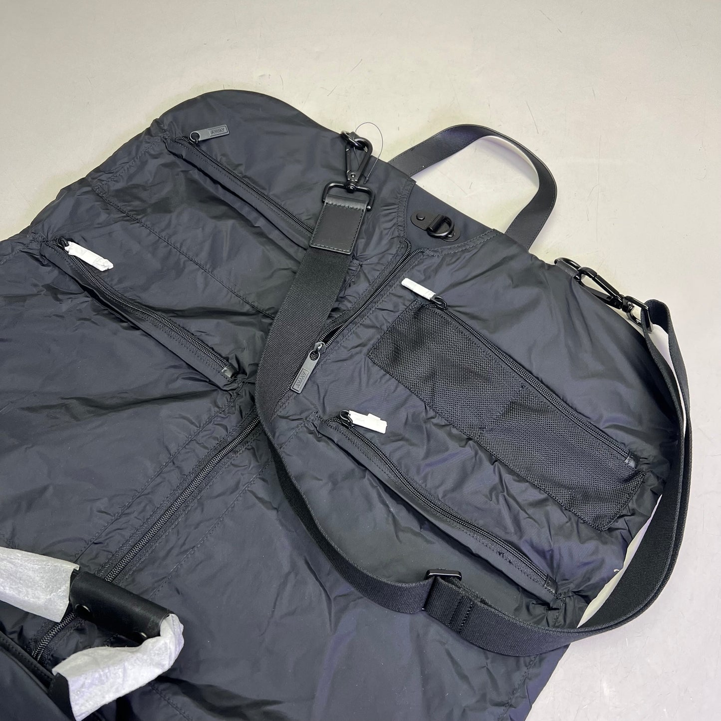 AWAY Garment Bag W/ Extra Carry Strap, Storage Pockets & Canvas Bag Black