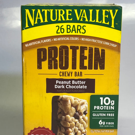 NATURE VALLEY (26 Bars) Protein Granola Bars, Peanut Butter Dark Chocolate 26 - 1.42 oz BB 05/26