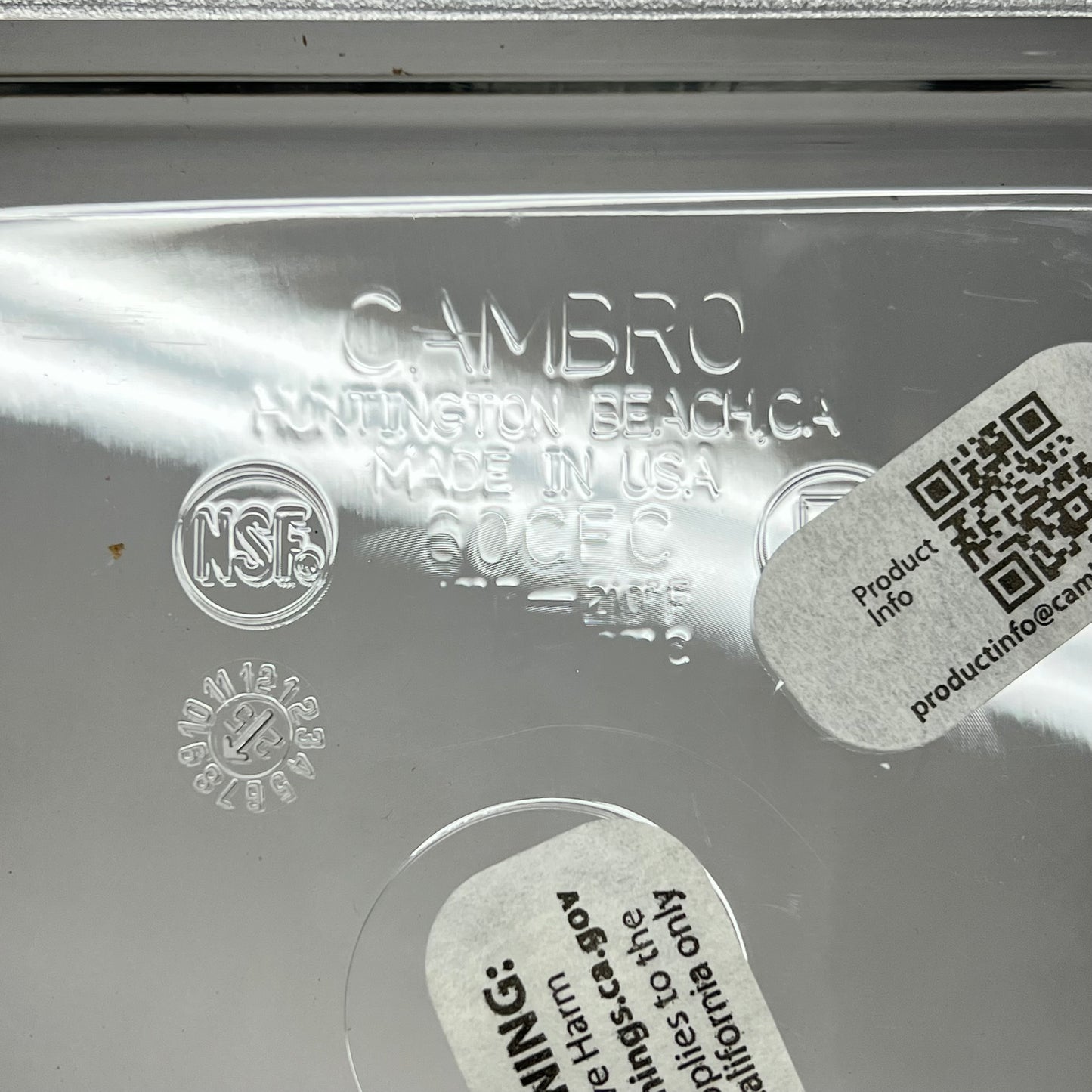 CAMBRO (7 PACK, 2 EACH) Square Cold Fest Flat Pan Lids 1/6 Sz Clear 60CFC135