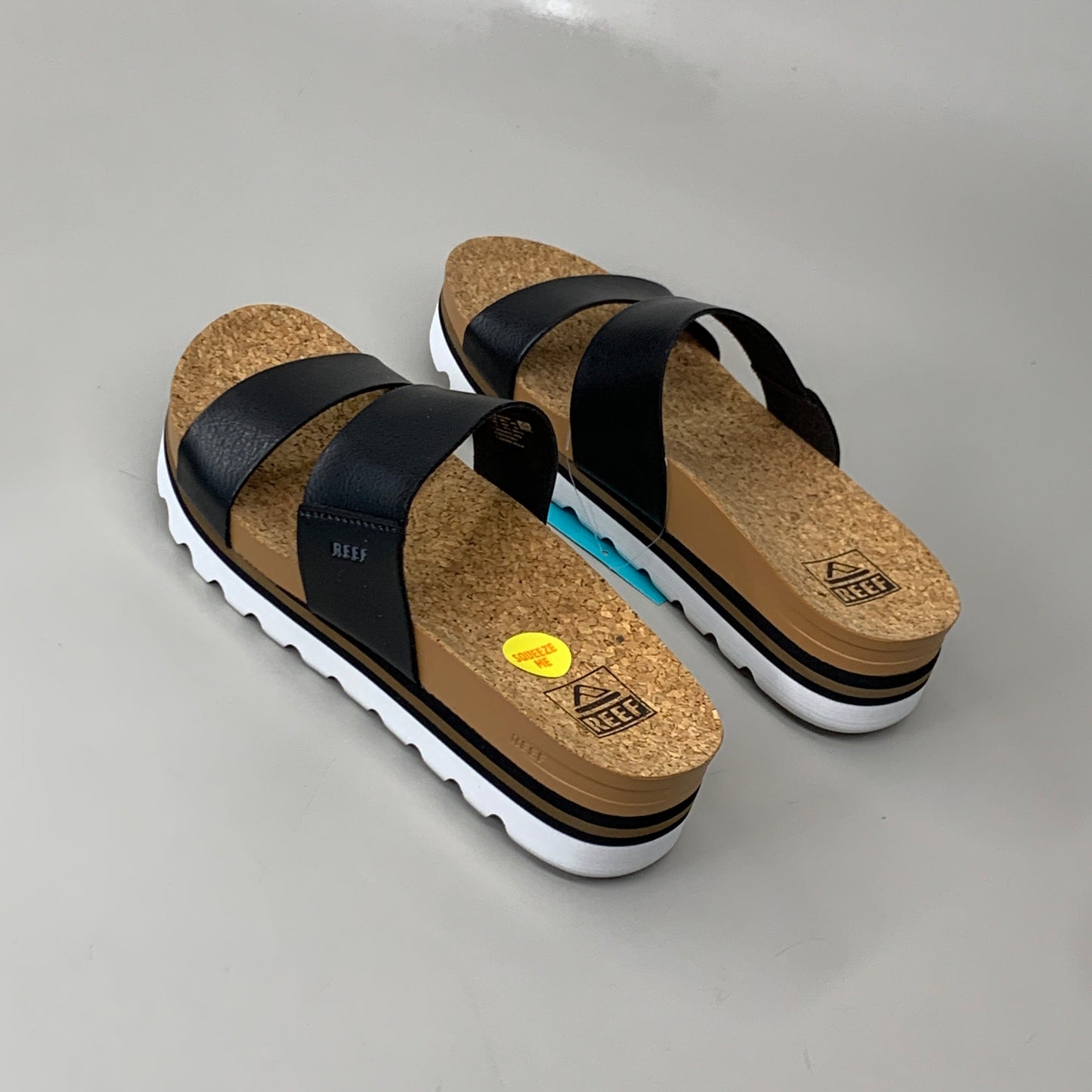 REEF Cushion Vista Hi Vegan Leather Sandals Women's Shoes Sz 8 Black RFOA3YP5BLA