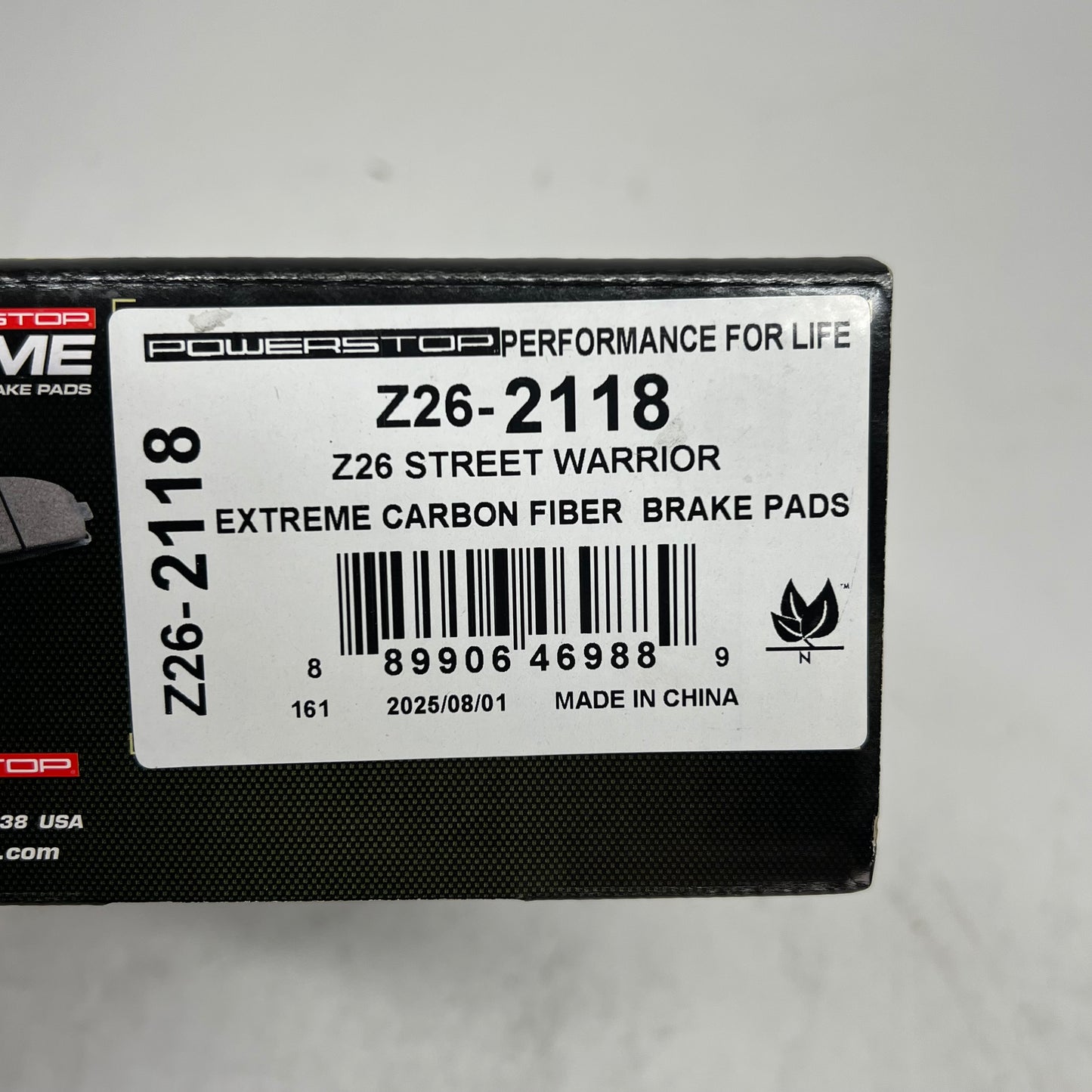 POWER STOP Street Performance Carbon Fiber Ceramic Brake Pads Kit Z26-2118
