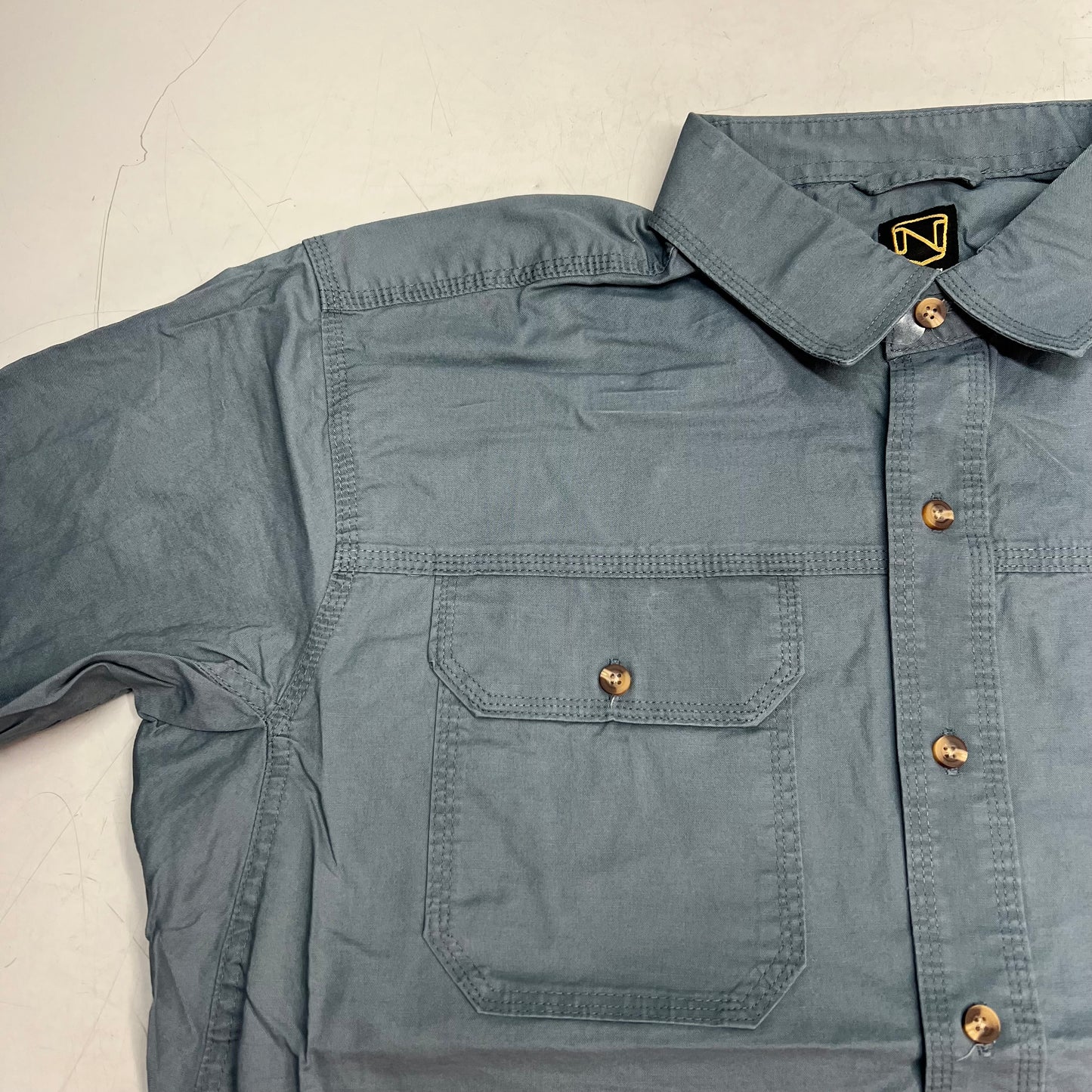 NOBLE OUTFITTERS Short Sleeve Weathered Work Shirt Men's Sz XL-R Light Blue 12005