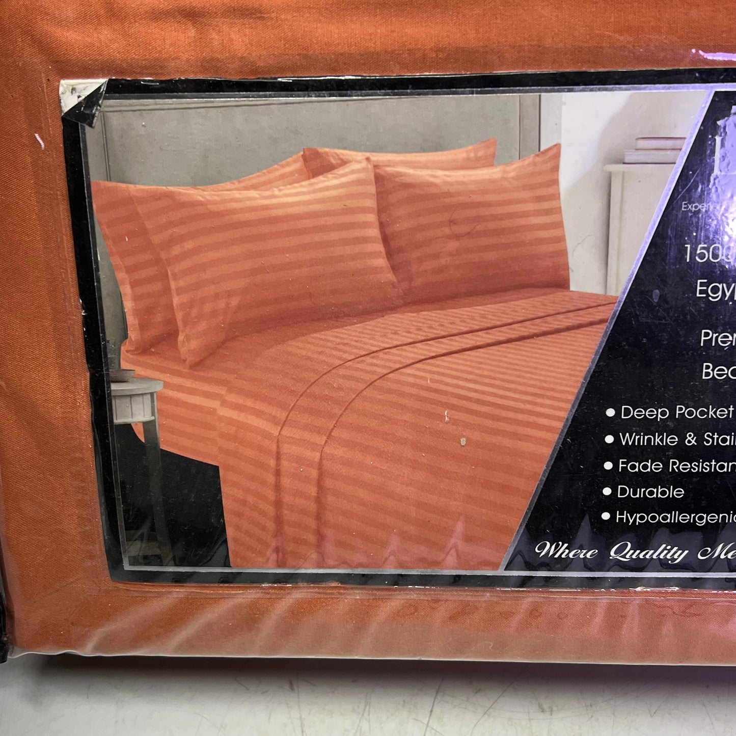 ZA@ ELEGANT COMFORT (6 PIECE SET) Luxury Soft Bed Sheets Set Dobby Stripe Design Twin/Twin XL Copper C