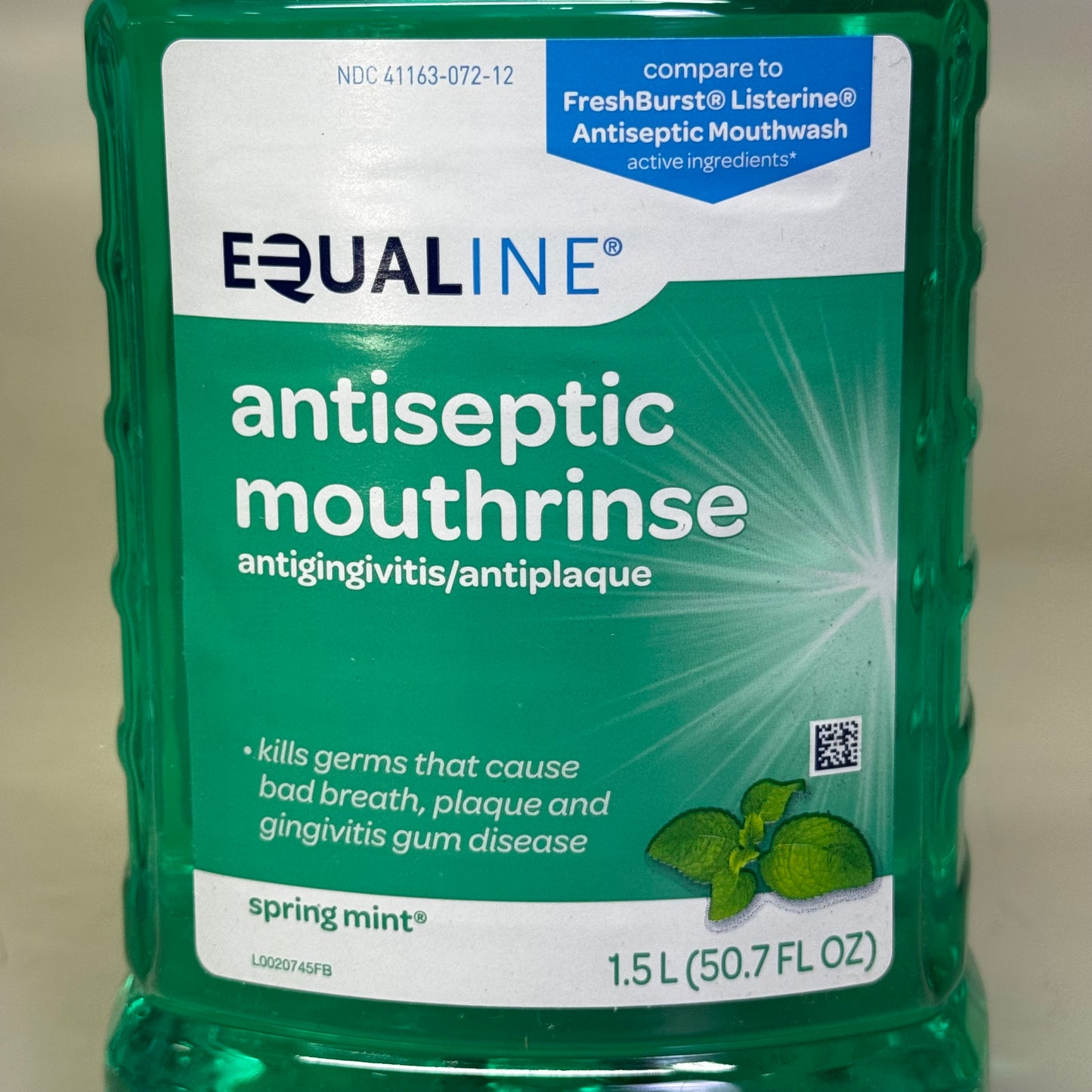 EQUALINE (6 PACK) Antiseptic Mouthrinse Spring Mint 1.5 L/50.7 fl oz BB 03/27