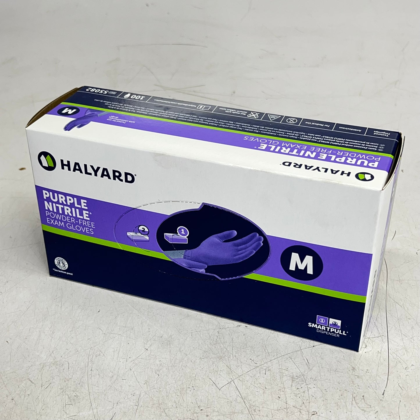 HALYARD (2 PACK, 100 GLOVES EACH) Exam Gloves Unisex Sz M Purple 55082 BB 04/30