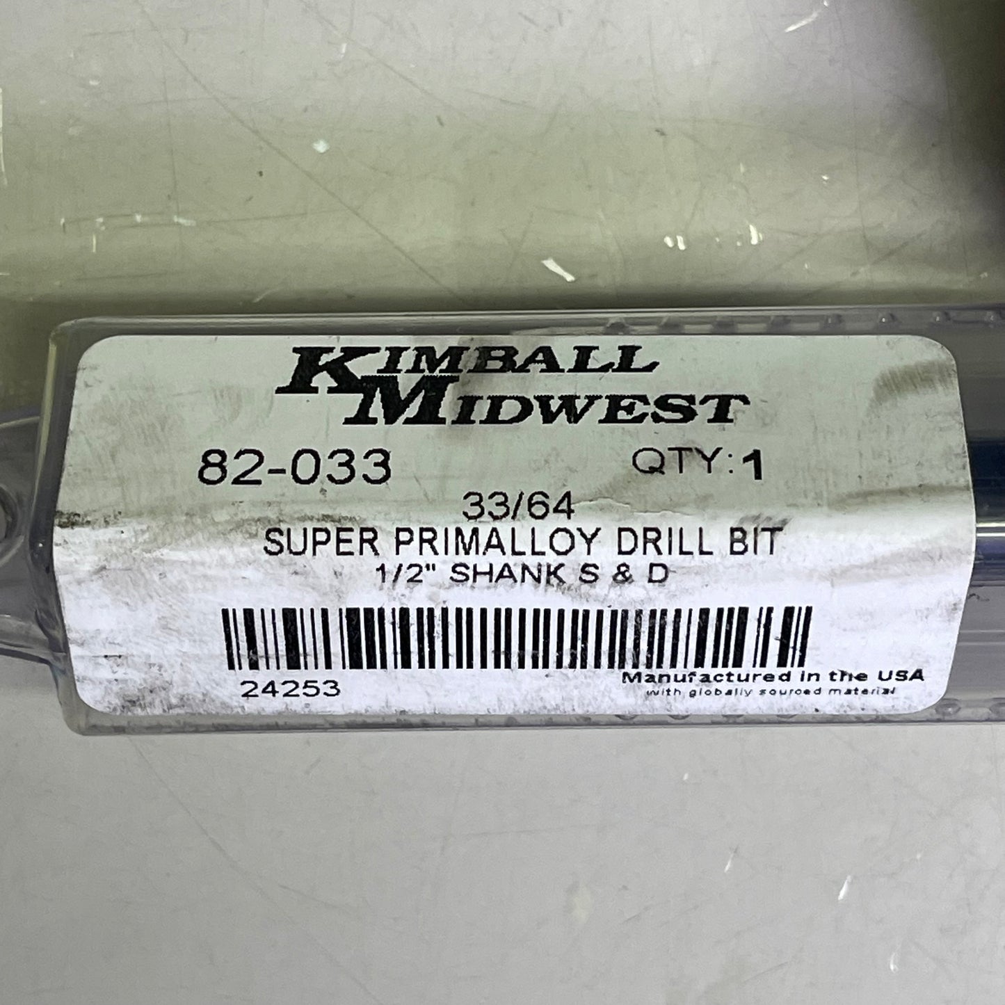 KIMBALL MIDWEST Super Primalloy Reduced Shank S&D Drill Bit 33/64"Dia x 6"L