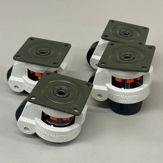 FOOT MASTER (4 Wheels) Plate Caster Mounting Swivel Wheel Set 3 1/4" Mounting HT, 2" Wheel Dia Marble/ Green