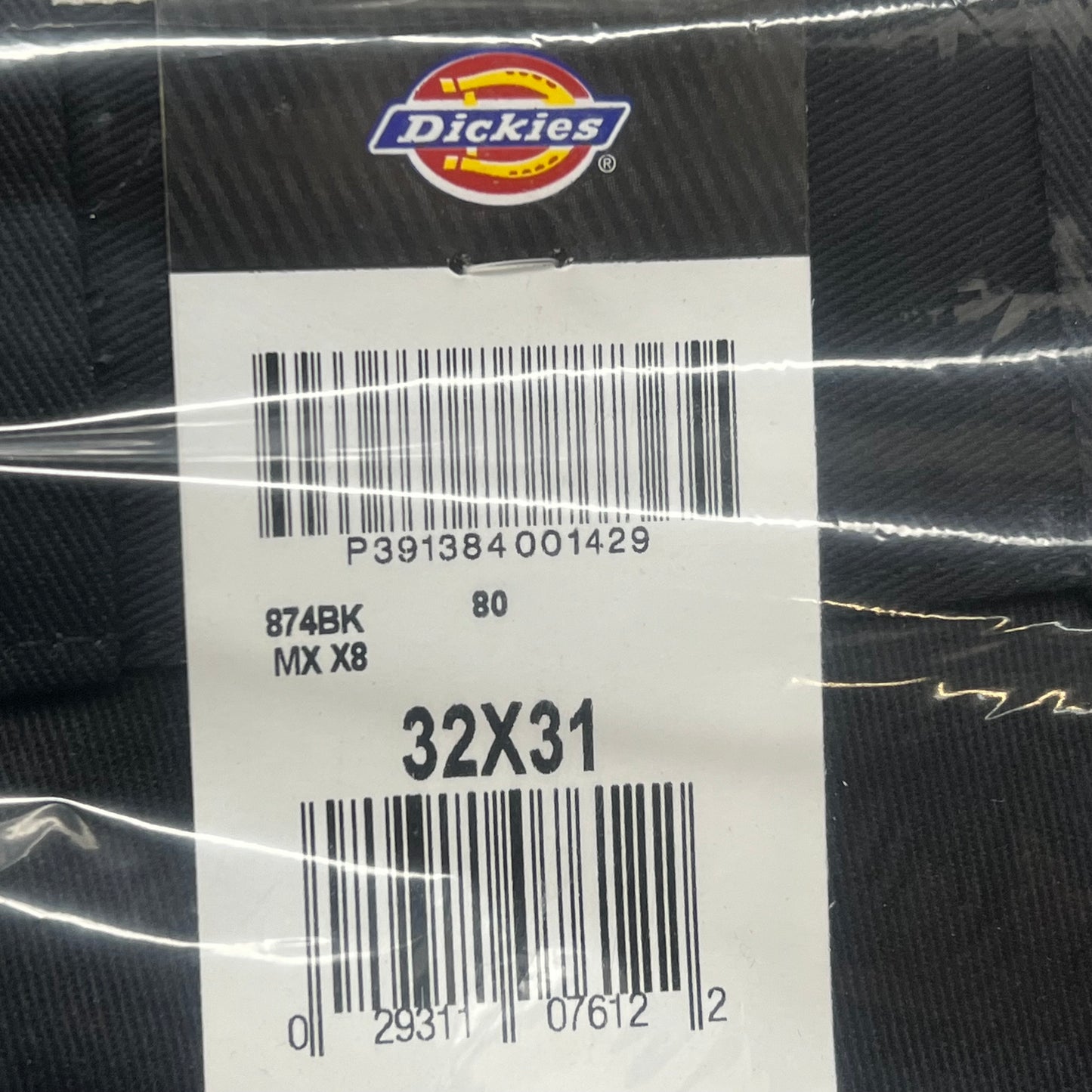 DICKIES Original 874 Original Fit High Rise Work Pants Mns Sz 32X31 Black 874BK