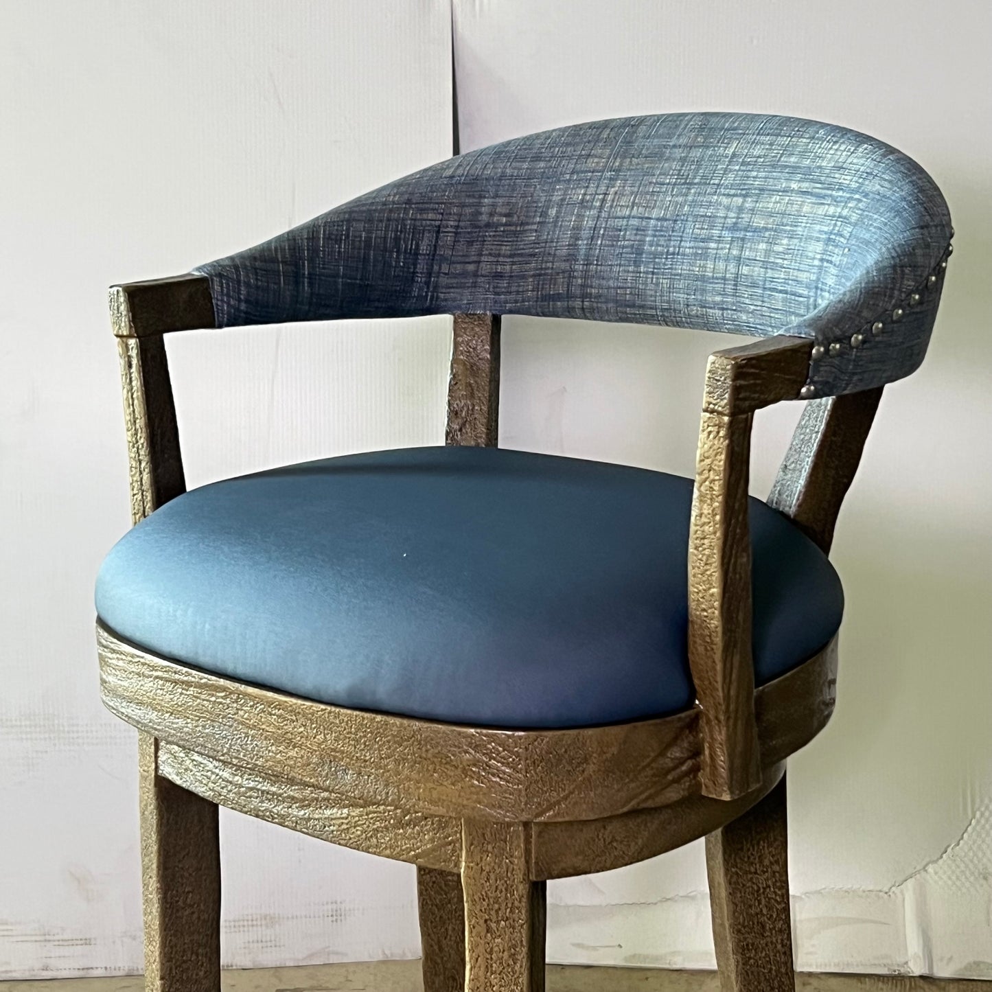 PALECEK Menlo Distressed Swivel Barstool 22"W x 22"L x 41"H Blue 723838