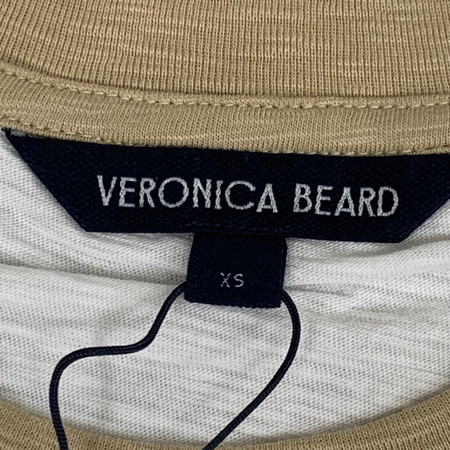 VERONICA BEARD Jeans Women's Mason Baseball Tee Sz-XS Stone Khaki/White