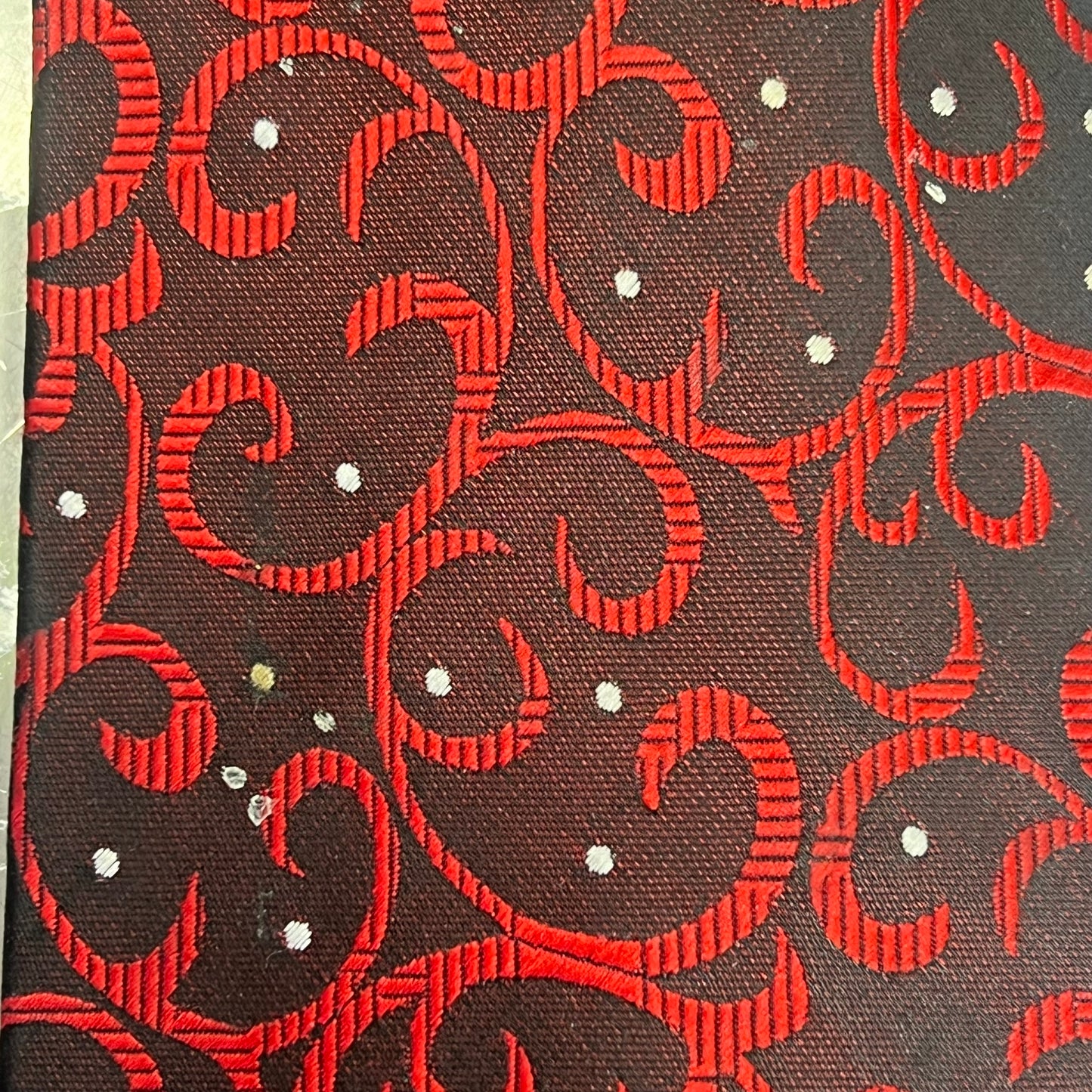 ALEXANDER JULIAN COLOURS Swirl Pattern Polyester Tie 60" Red/Black (Pre-Owned)