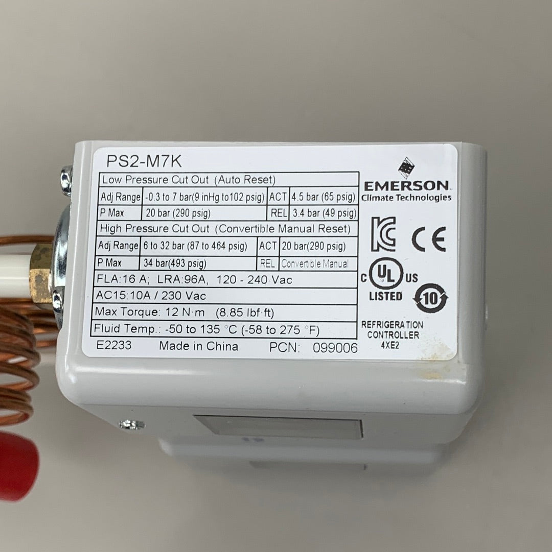 EMERSON Climate Technologies Dual Flow Pressure Control Switch PS2-M7K 099006