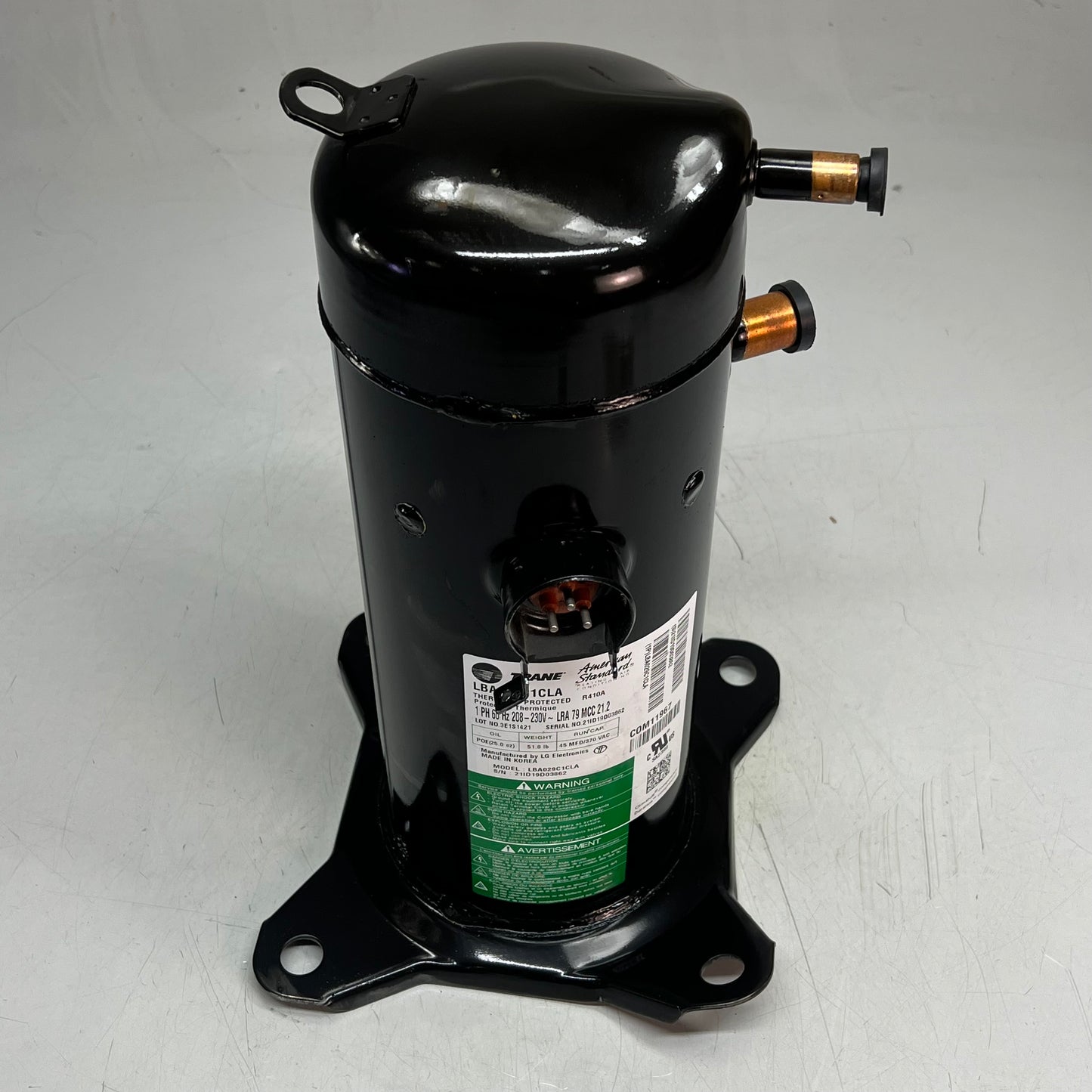 TRANE 2.5 Ton Compressor For Use W/ R410A Refrigerant 230 V COM11967 (As-is)