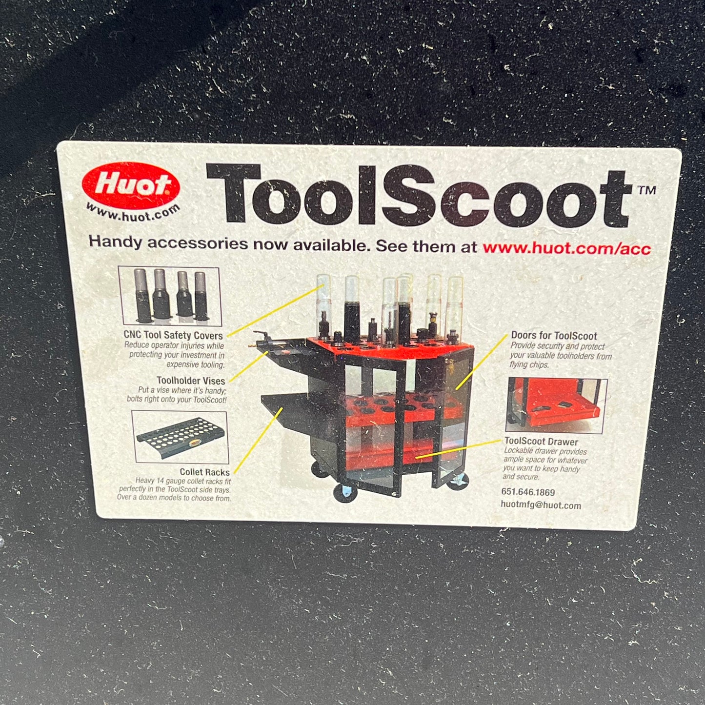 HUOT Tool Scoot Tool Cart For  CAT 40 BT40 NMTB Fits 35 Tools Black/Red (Used)