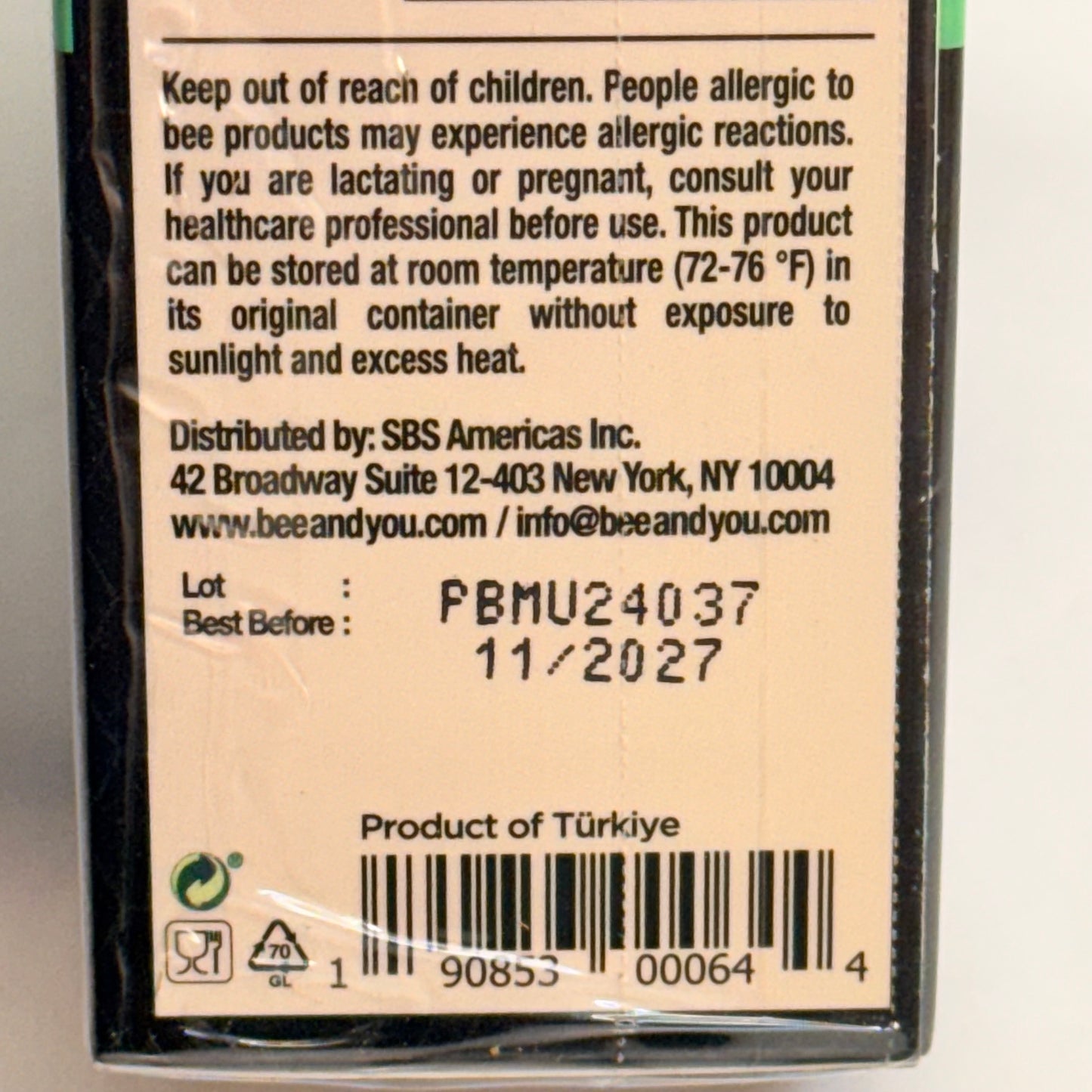 BEE & YOU Propolis + Raw Honey Throat Spray Breath Freshener 1 Fl oz BB 11-27