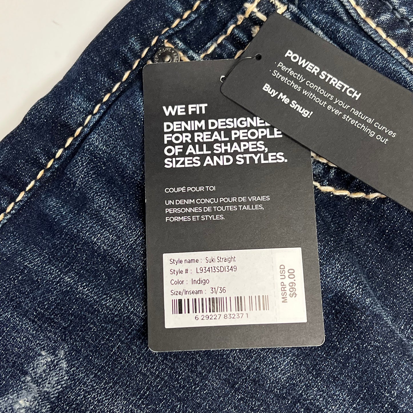 SILVER JEANS CO Mid Rise Straight Luxe Stretch Jean Women's Sz 31/36 Aurora