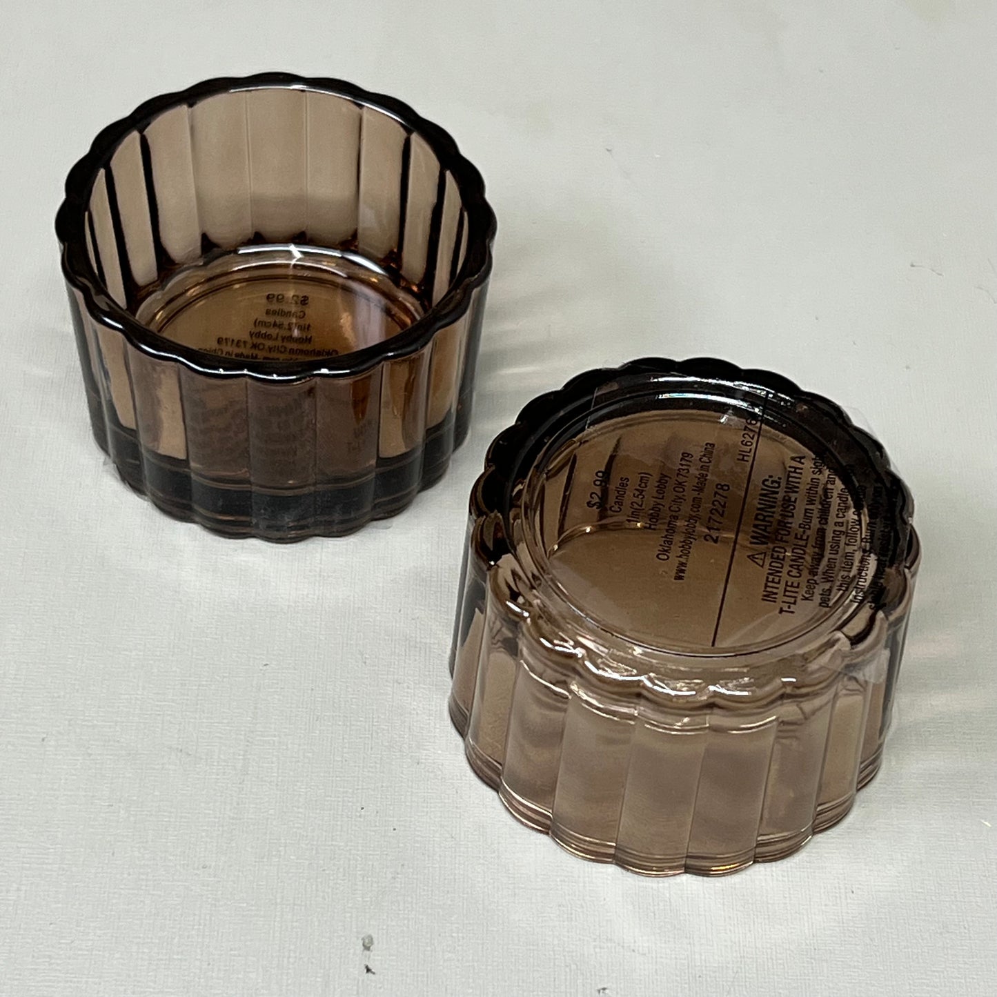 HOBBY LOBBY (24 PACK) Ribbed Glass Tea Light Holder Copper 2" Dia X 1" W0627644