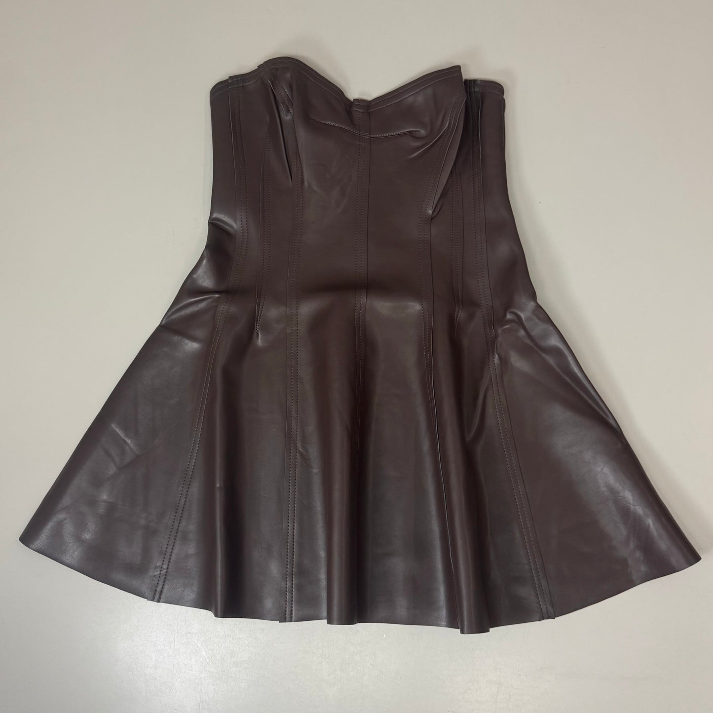 NORMA KAMALI Strapless Grace Mini Dress Unlined Women's Sz L/40 Chocolate