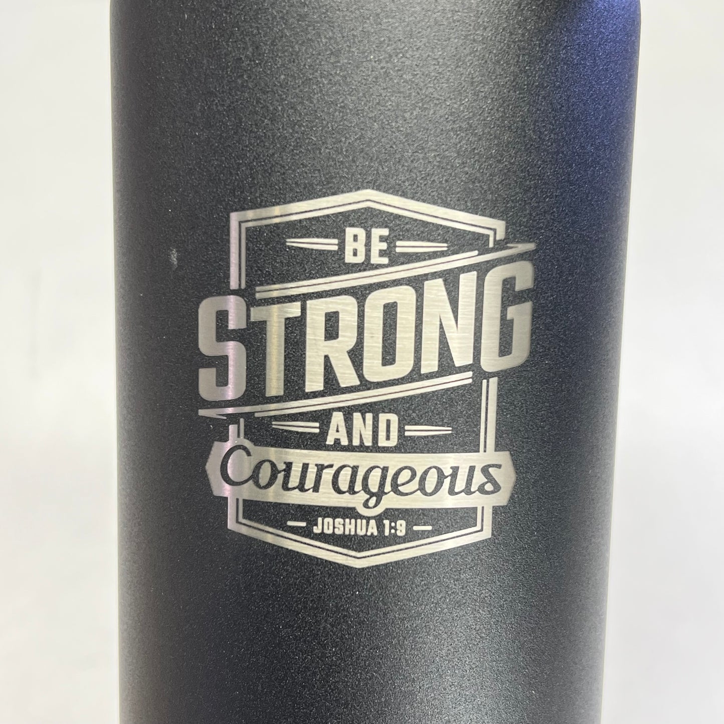 CHRISTIAN ART GIFTS Joshua 1:9 Strong & Courageous SS Water Bottle 34oz Black