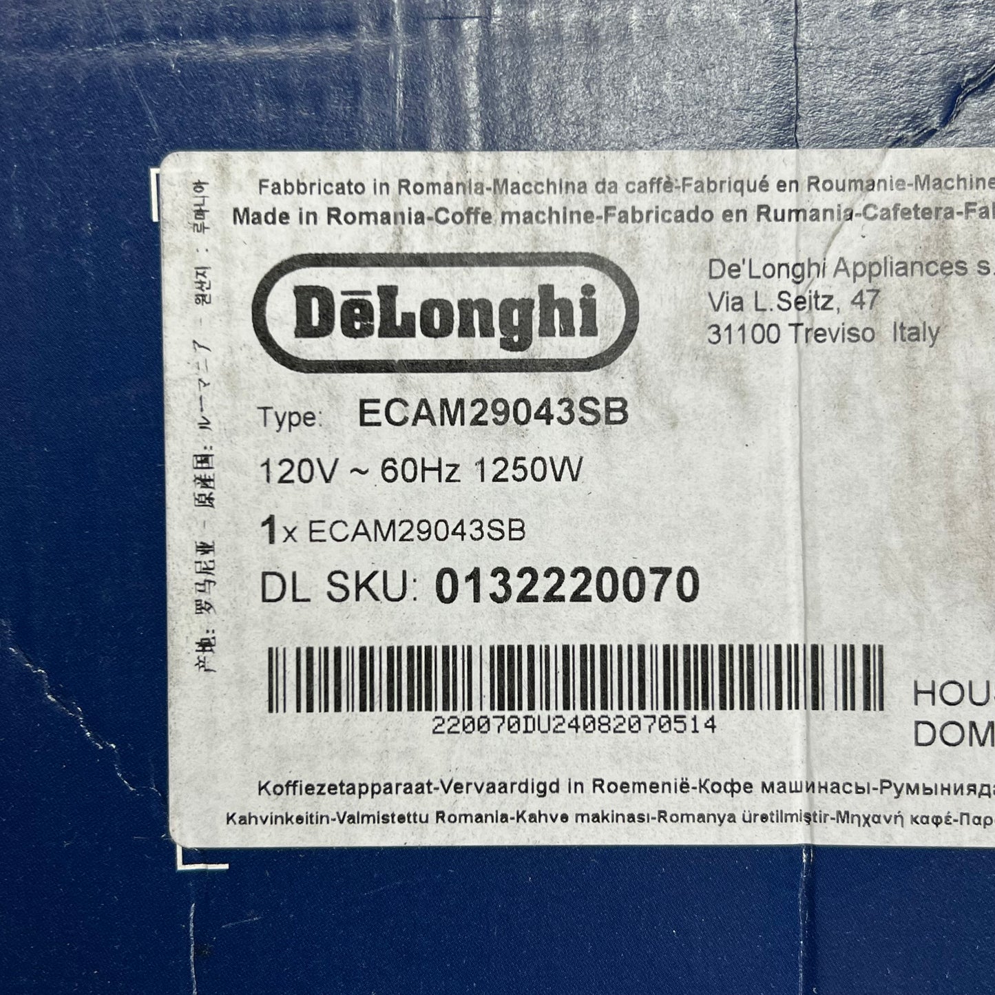 ZA@ DELONGHI Magnifica Evo Espresso Machine 6-1 Touch Recipes Silver ECAM29043SB (Return)