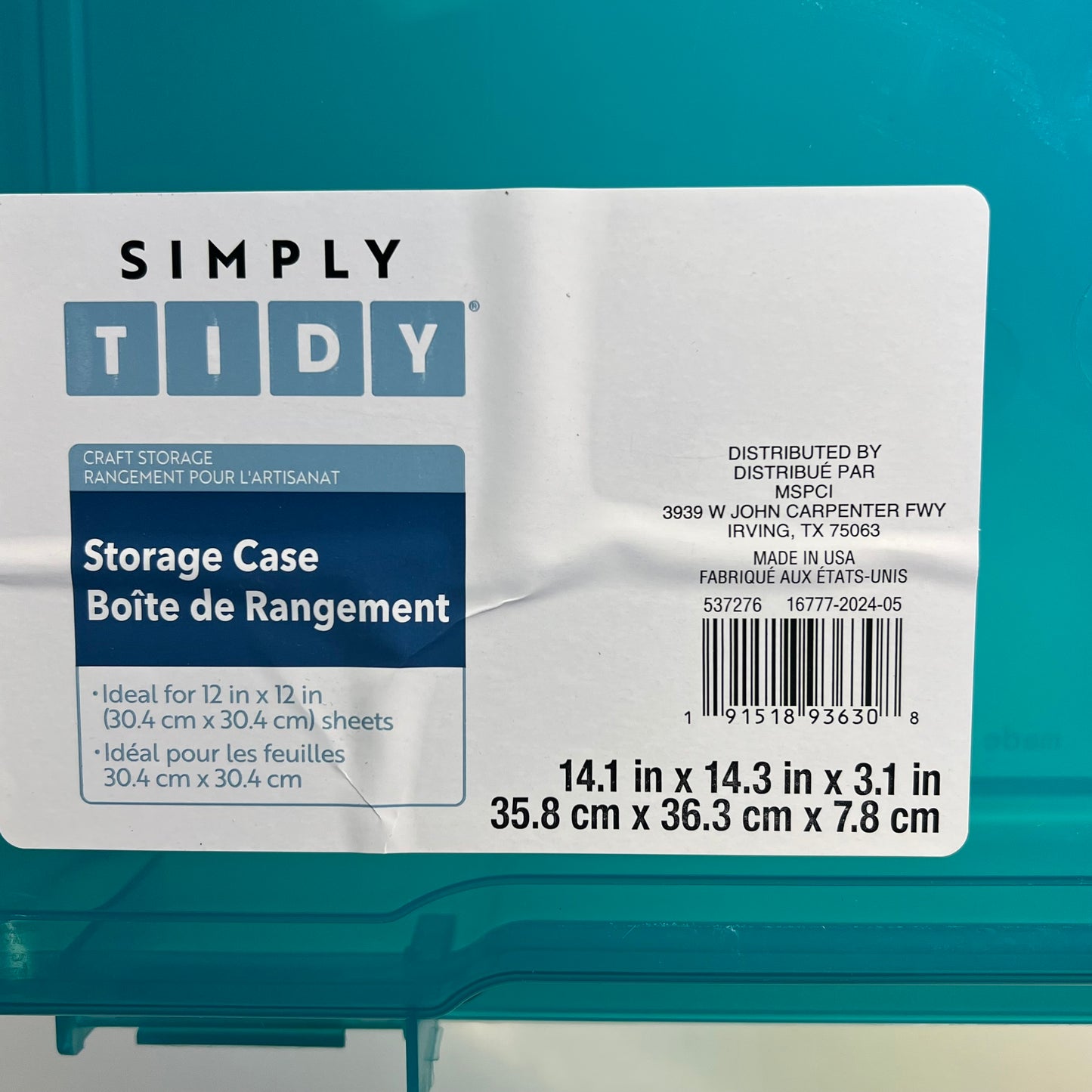 SIMPLY TIDY (2 PACK) Craft Storage Case For Scrapbooking 12"x12" Aqua 537276