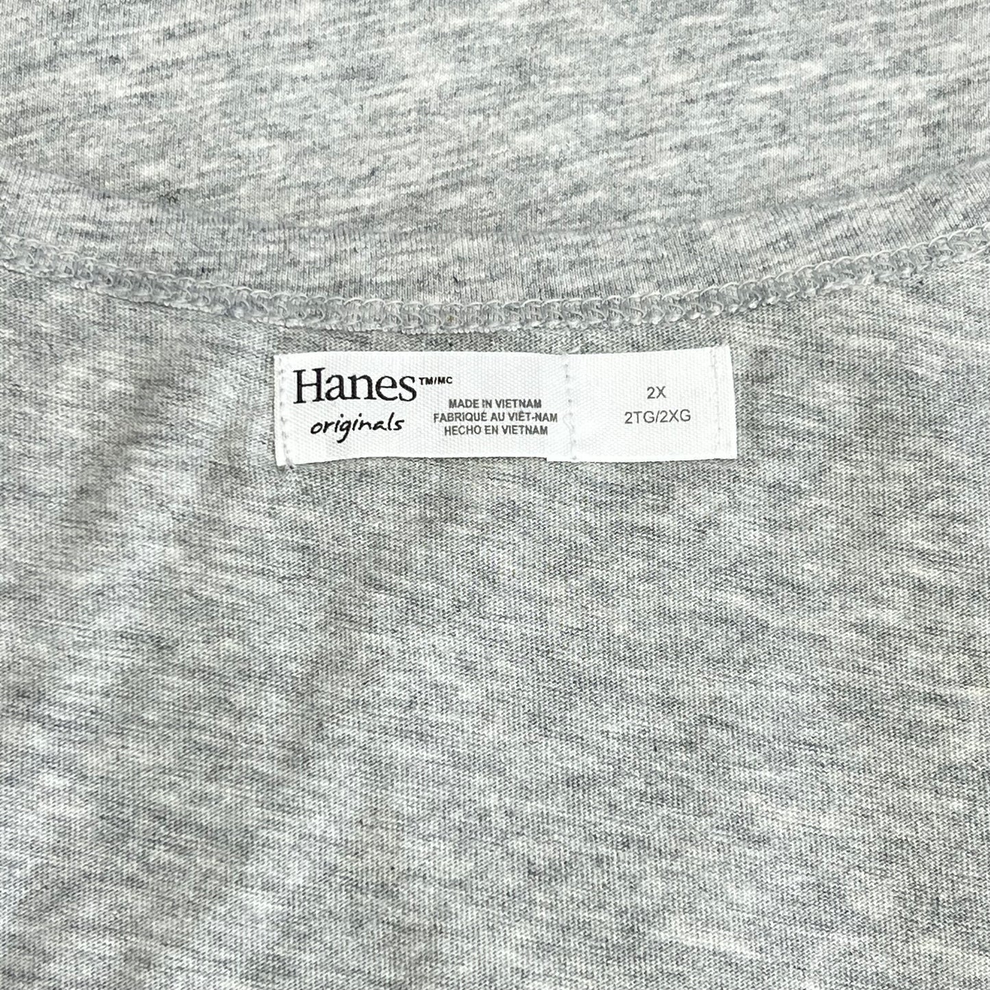 HANES  Originals V Neck Tee Shirt W/ Chest Pocket Women's Sz 2X Grey 0G159P