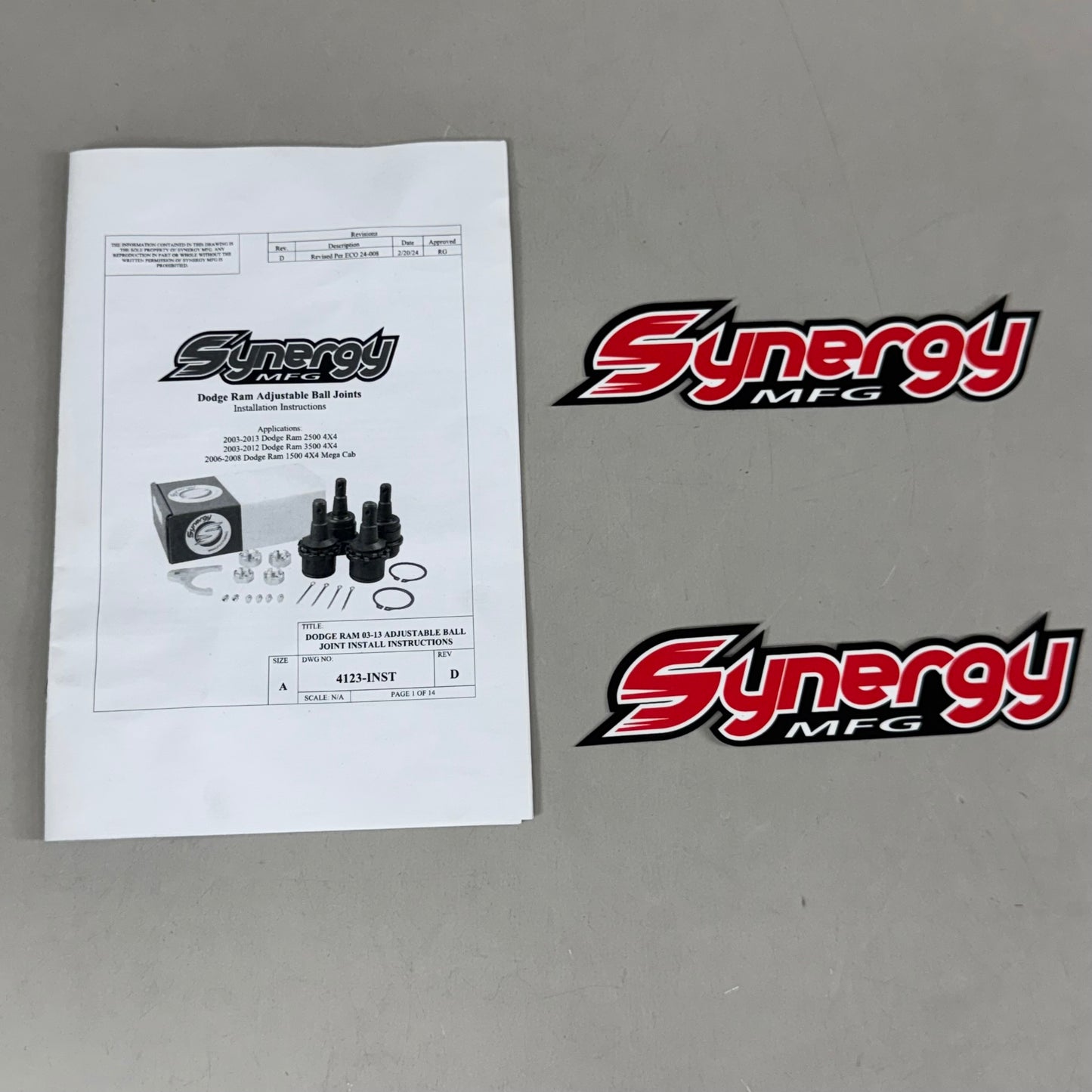 SYNERGY MFG Dodge Ram Adjustable Ball Joints Kit Black 4123-INST