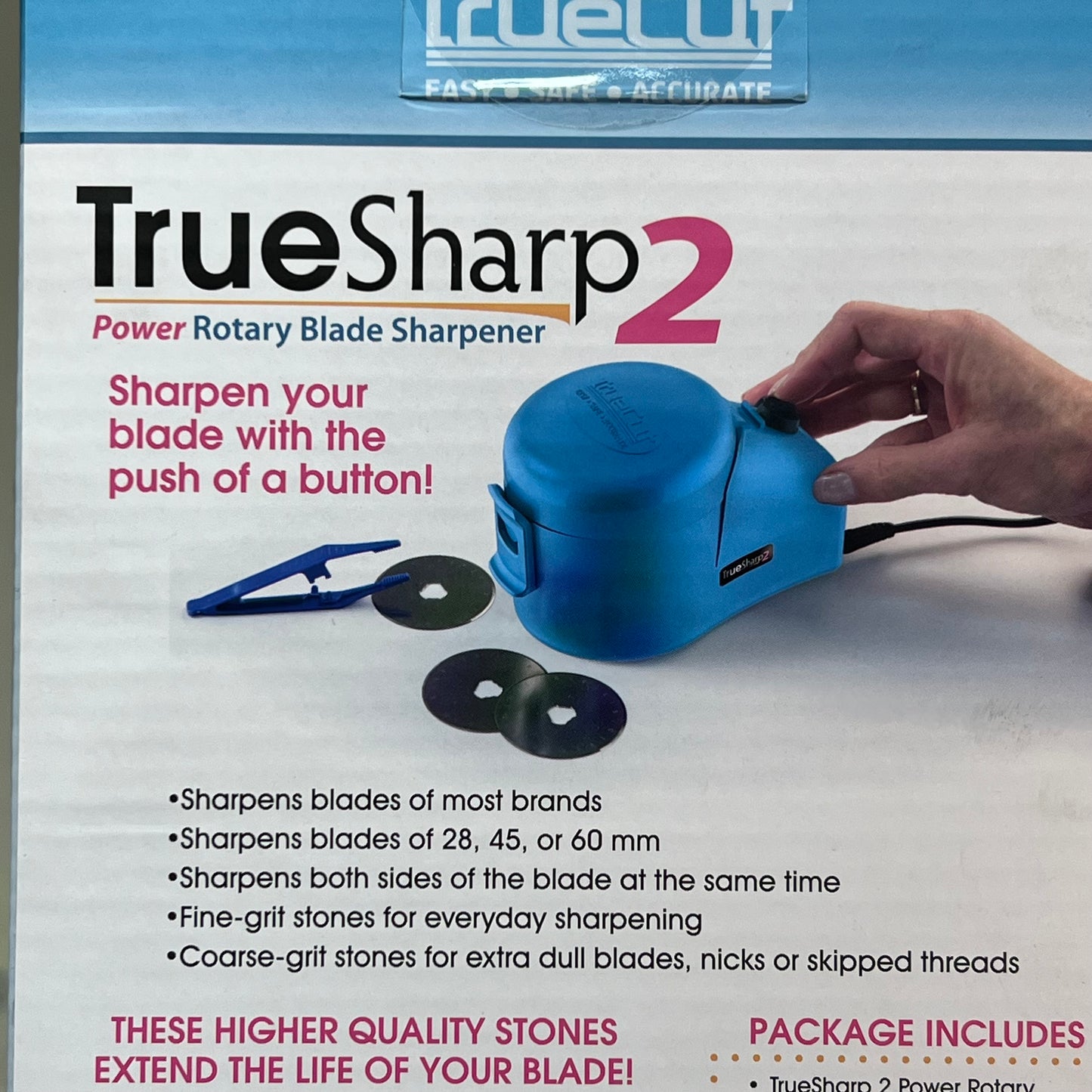 TRUE SHARP 2 High Quality Power Rotary Blade Sharpener Blue TCC-01-21018